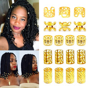 LEILEIXI 100 PCS Gold Dreadlock Locs Accessories for Hair, Hair Jewelry for Braids Hair Rings for Women and Girls, Adjustable Cuffs Braiding Hair Rings Decoration