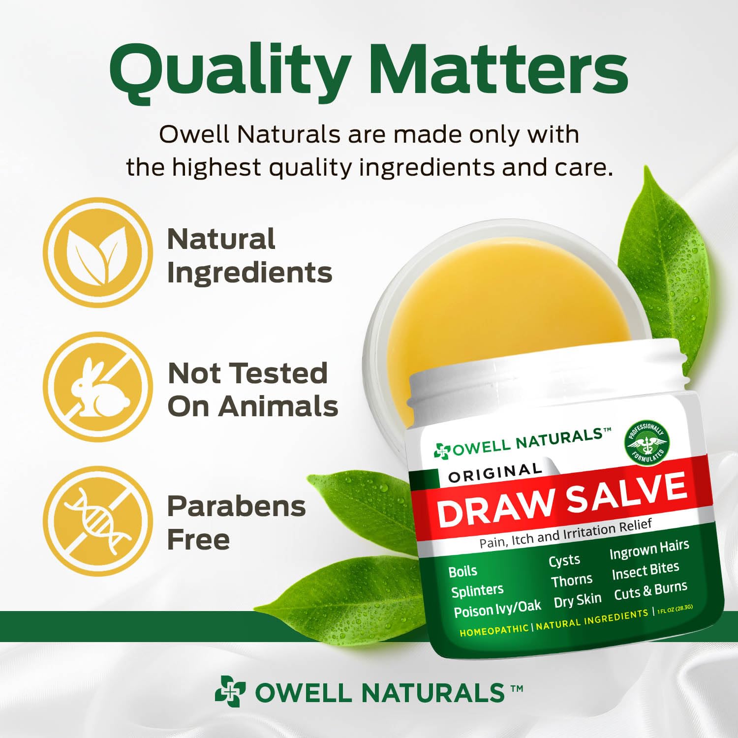 OWELL Naturals Drawing Salve Ointment for ingrown Hair, Boil & Cyst, Splinter Remover, Bug Spider Bites, bee Sting, Mosquito bite Itch, Poison Ivy, Flare, Hangnail