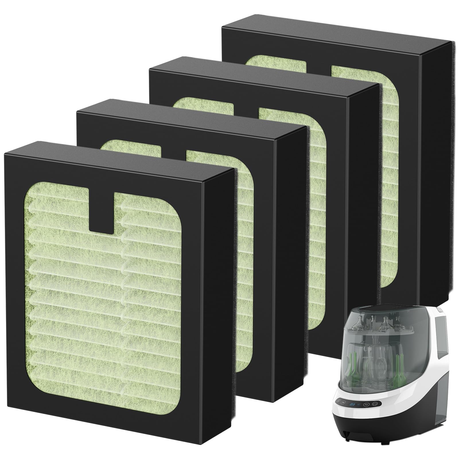 4 Pack HEPA Filter Replacement for Baby Brezza Baby Bottle Washer Pro, High Performance Filtration for Air Cleaner Dust