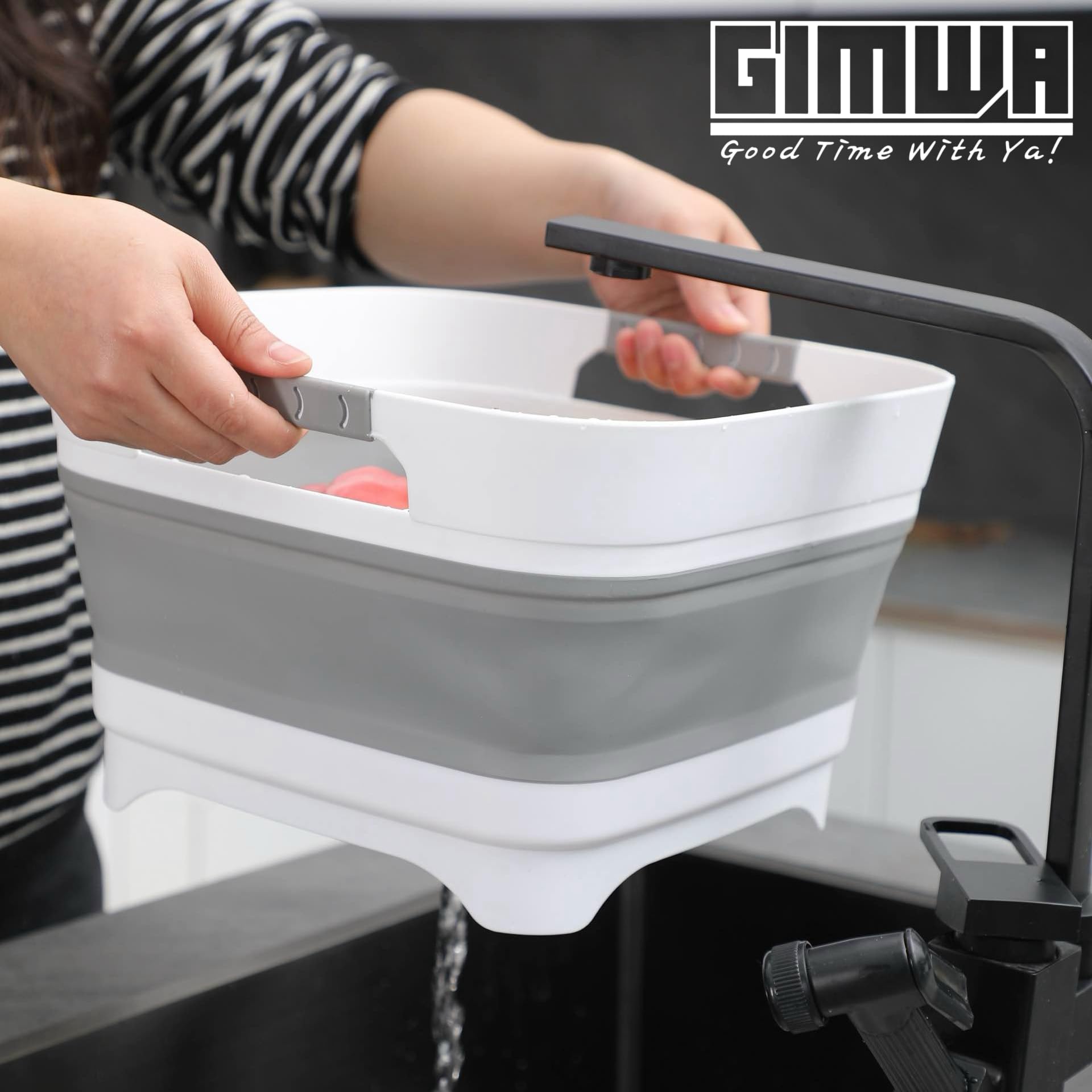 GIMWA Wash Basin for Baby Bottles, Foldable, Versatile Wash Tub for Kitchen, RV, Outdoor Camping Sink, Sturdy & Easy to Clean