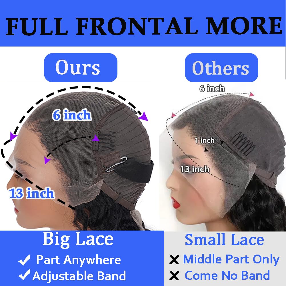 Simeider 30 Inch Deep Wave Lace Front Wigs Human Hair 13x6 HD Lace Front Wigs Human Hair Pre Plucked Brazilian Curly Human Hair Wig 200 Density Glueless Frontal Wigs For Black Women