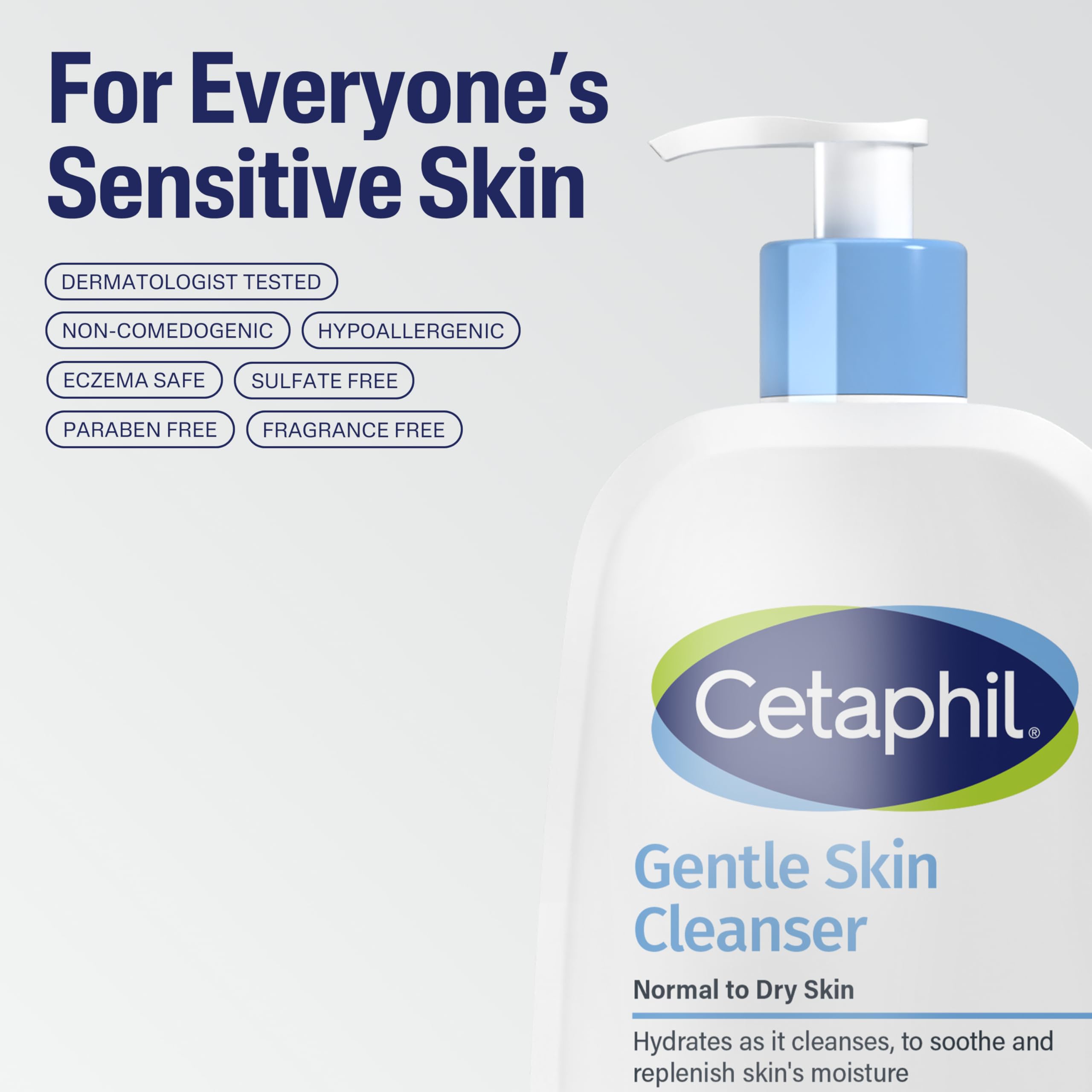 Cetaphil Face Wash, Hydrating Gentle Skin Cleanser for Dry to Normal Sensitive Skin, 20 oz, Fragrance Free, Soap Free and Non-Foaming
