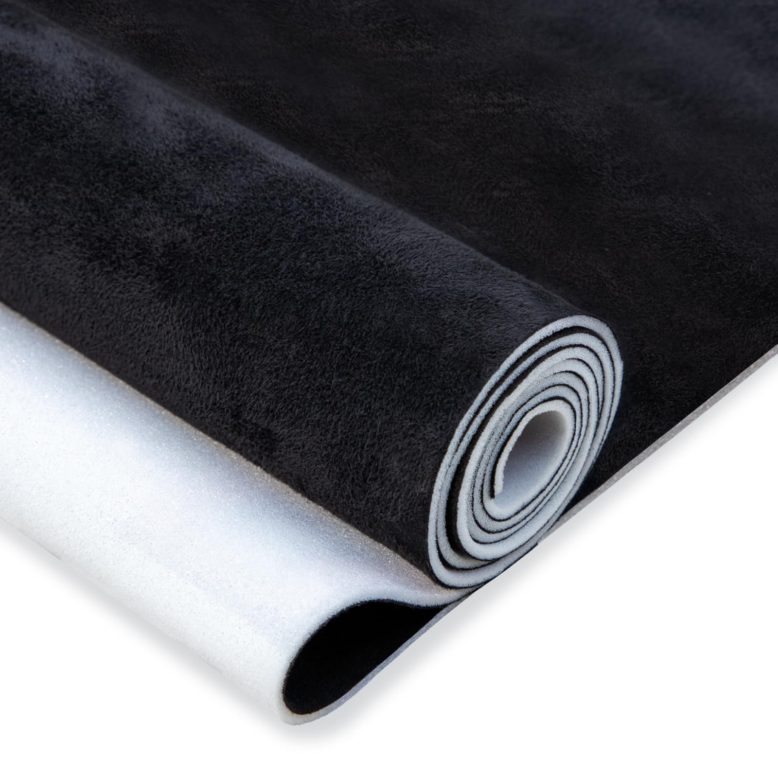 Hiksuky Suede Auto Headliner Fabric 98" L x 60" W with Foam Backing - Black Interior Replacement Material for Car/Truck/SUV/RV Roof, Tube Packaging - Home Repair/DIY Headliner Material