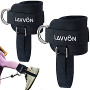 LAVVON Ankle Straps for Cable Machines Kickbacks - Adjustable Comfort Ankle Cable Attachments for Gym Ankle Cuff Cable Machine Glute Kickback Straps - Leg Extensions, Curls & Ankle Cuffs Women