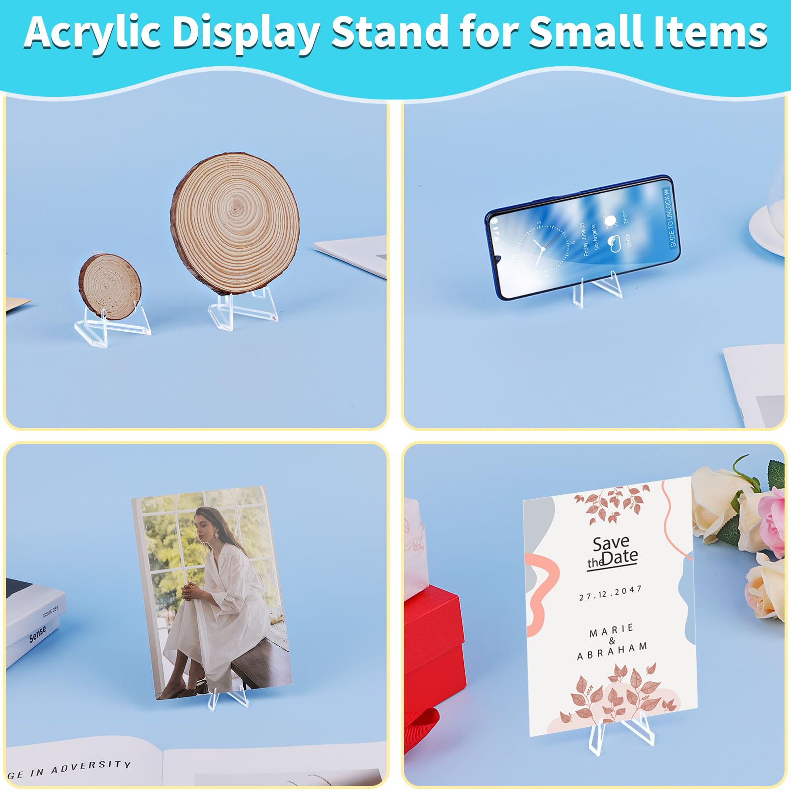 Reastar Card Display Stand, 20 Pack Small Easel Stand, Acrylic Picture Holder Stands, for Challenge Coin Graded Card Sports Card Trading Card PSA Card Baseball Card (2.2 Inch Tall)