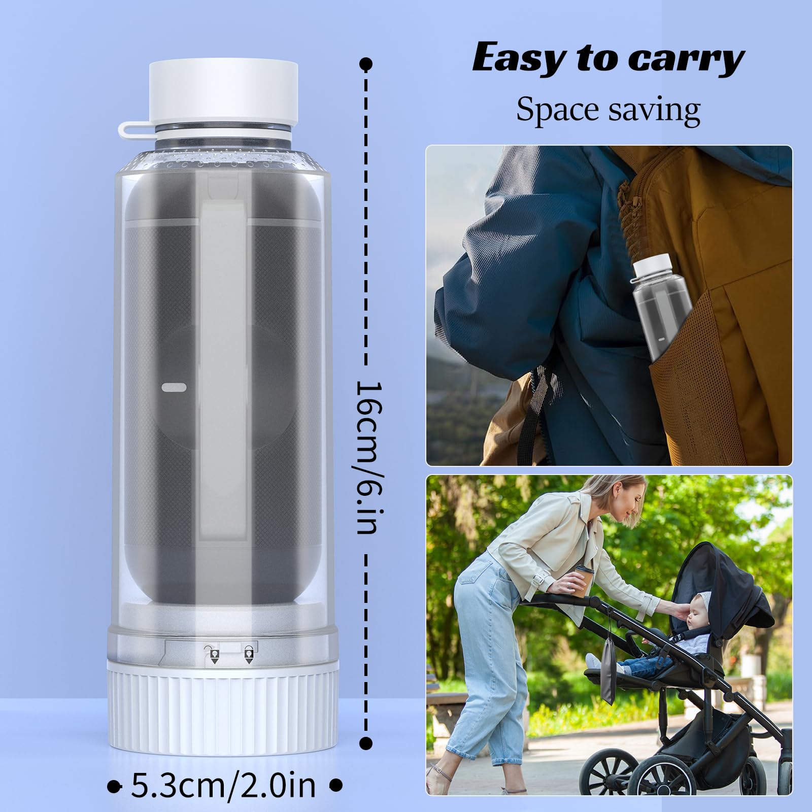Portable Bidet for Travel, VITCOCO Rechargeable Electric Travel Bidet Sprayer with Adaptor, Waterproof High Pressure Handheld Bidet for Women Men Baby Cleaning