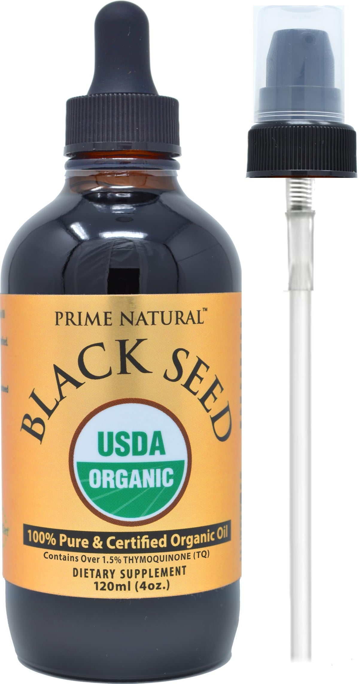 Prime Natürliches Bio-Schwarzkümmelöl 120ml - Kaltgepresst Unraffiniert Hoher Thymoquinongehalt 1,7% USDA-zertifiziert - Türkischer Herkunft Potentes Nigella Sativa Flüssig - Vegan Omega 3 6 9, Antioxidans