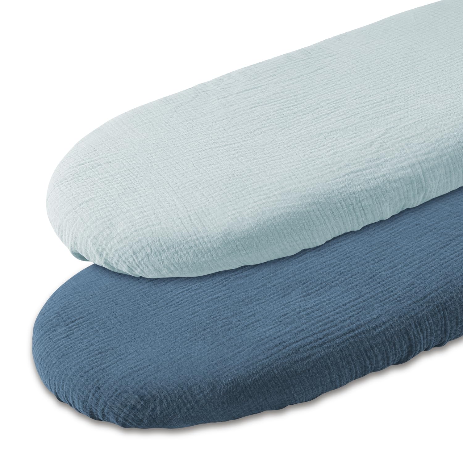 Muslin Bassinet Fitted Sheets, 2 Pack for Baby Boy and Girl, Soft Breathable Stretchy Baby Pad/Mattress Sheet Set, Universal Fit for Hourglass Oval and Rectangle Bassinet Mattress (Bright Colors)