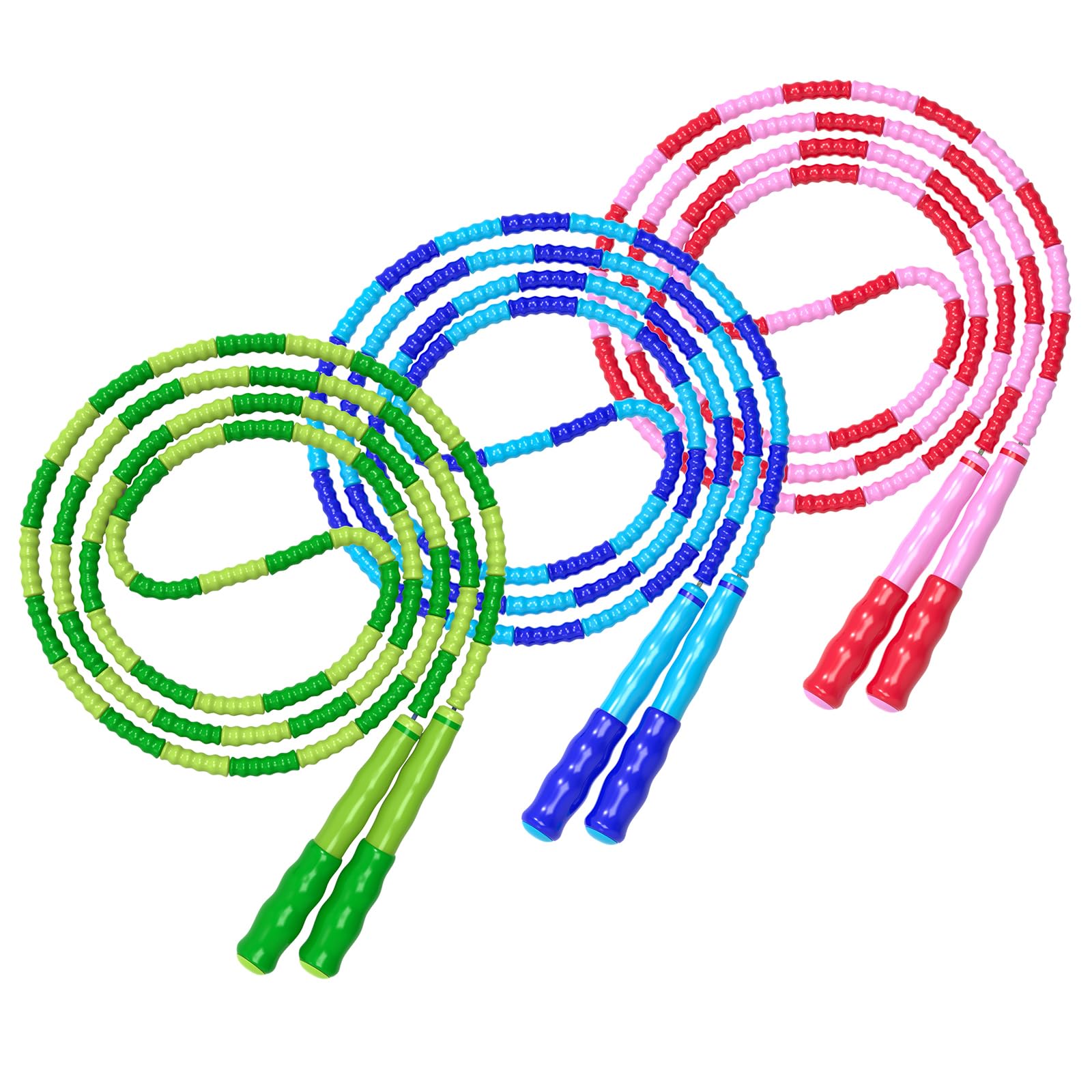 Leeboom Jump Rope, Adjustable Length Electronic cigarettes Tangle-Free Segmented Soft Beaded Skipping Rope, Fitness Jump Rope for Kids, Man, and Women Weight Loss 9.2 Feet
