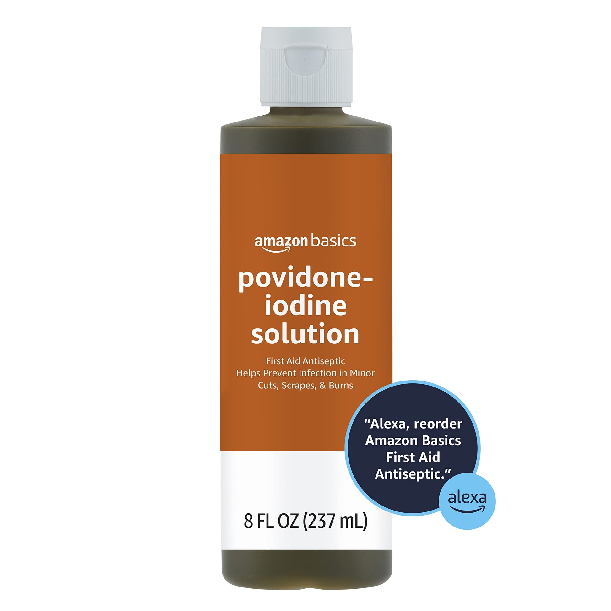 Amazon Basics First Aid Antiseptic, 10% Povidone Iodine Solution, 8 Fl Oz, Pack of 4
