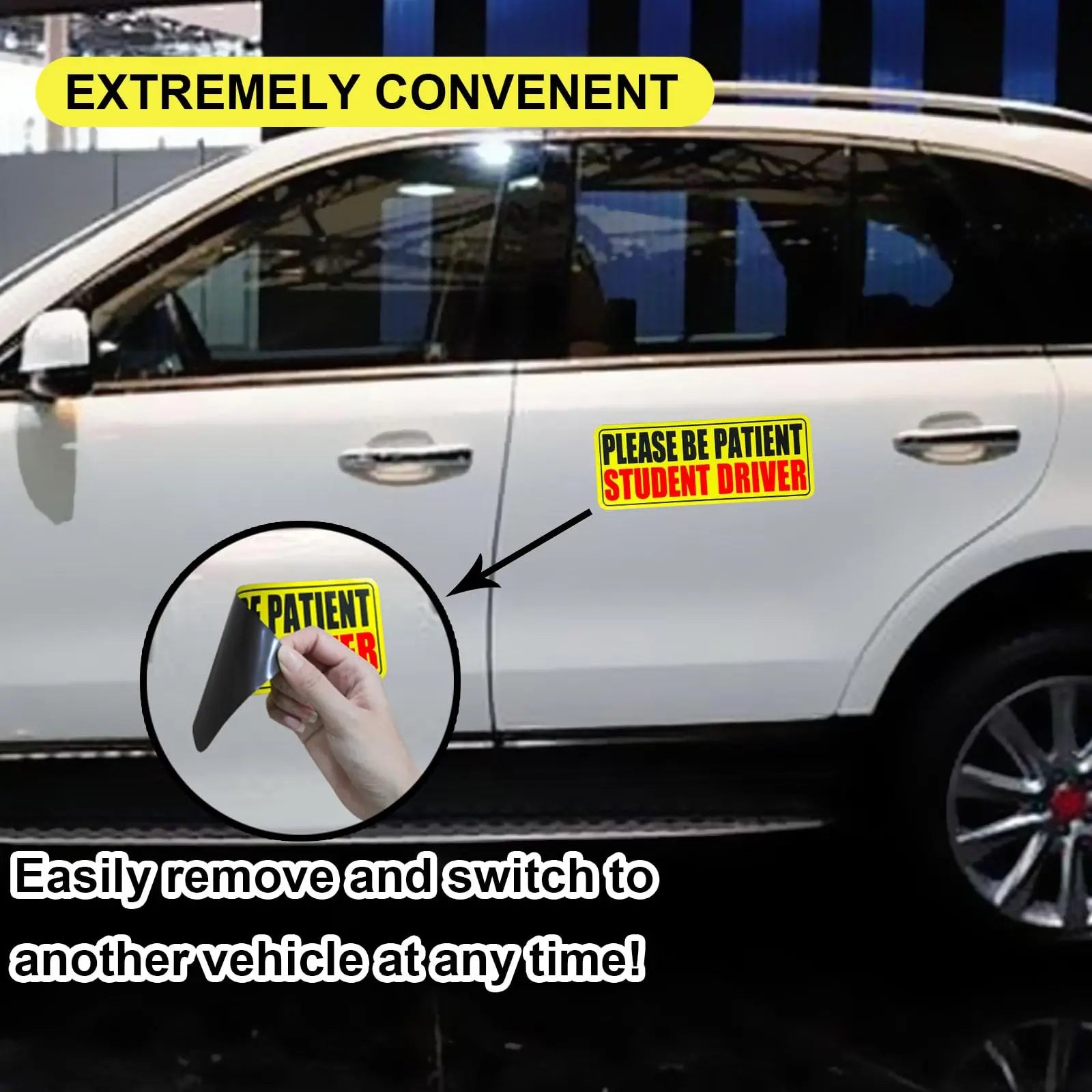 3pcs Student Drive Magnet for Car, Please Be Patient Student Driver, New Drivers Sticker, Reusable Magnetic Reflective Rookie Driver Bumper Sticker
