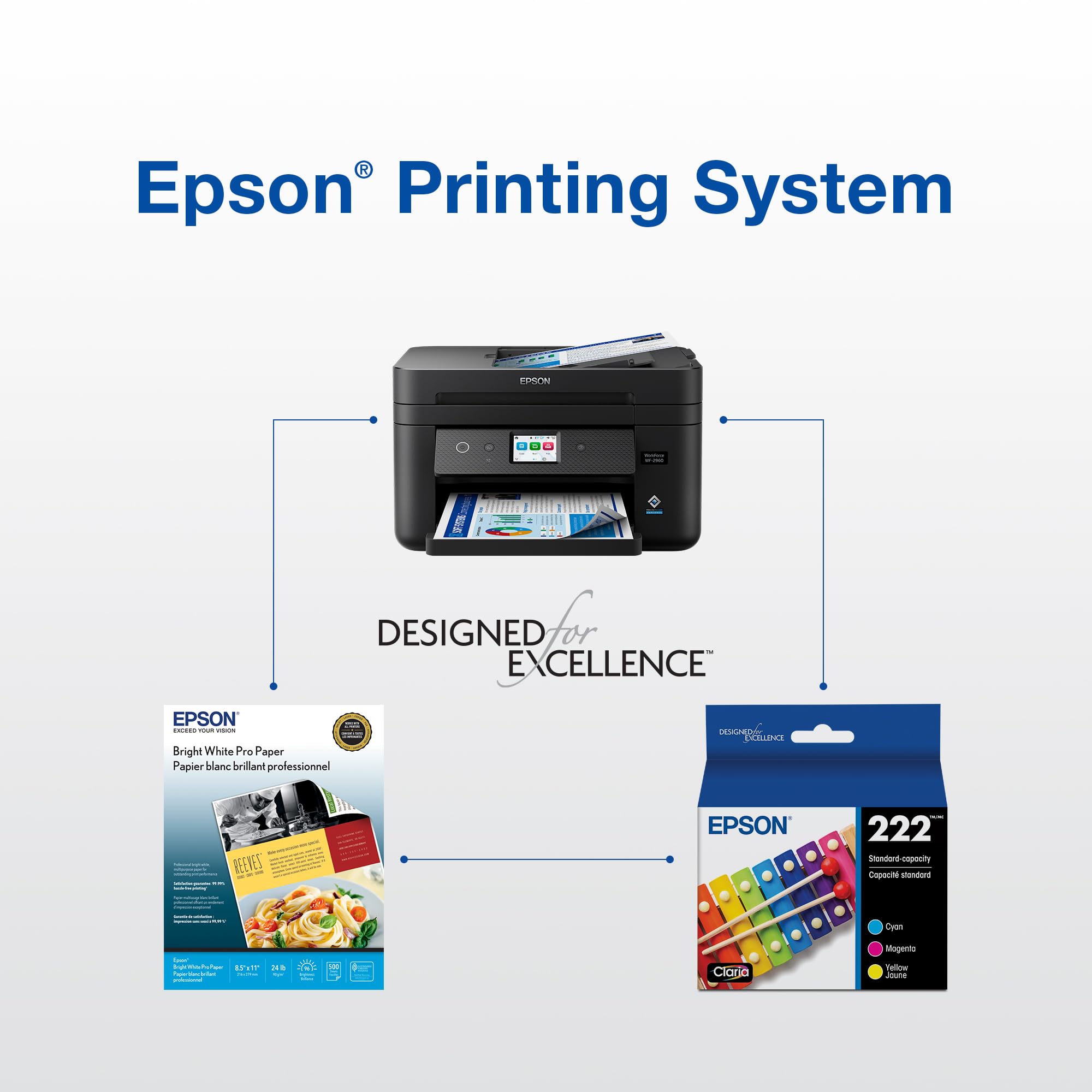 Epson 222 Claria Ink Standard Capacity Black Cartridge (T222120-S) Works with Workforce WF-2960, Expression XP-5200