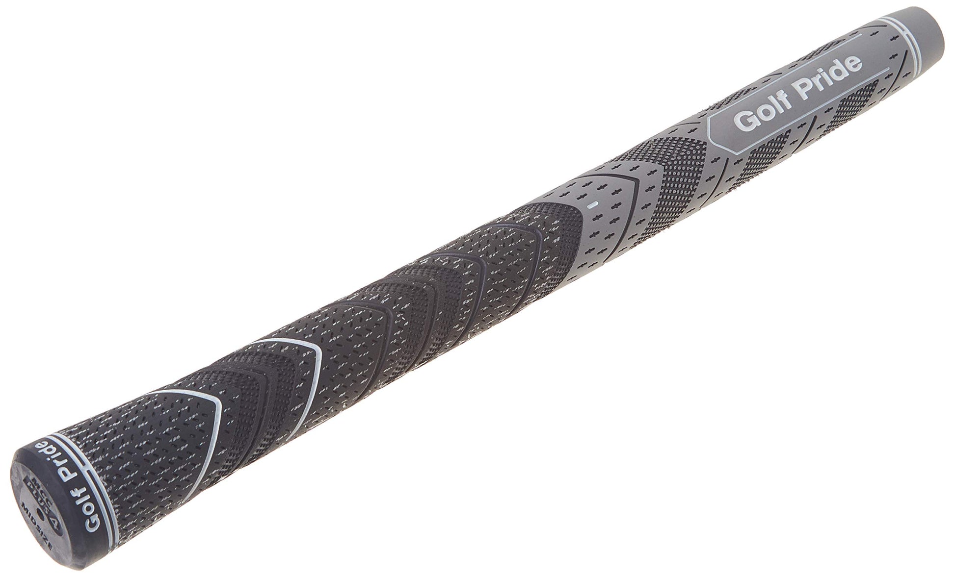 Golf Pride MCC Plus4 Golf Club Grip - All-Weather Hybrid Grip with Larger Lower Hand - Brushed Cotton Cord & Pebbled Texture - Midsize - Grey