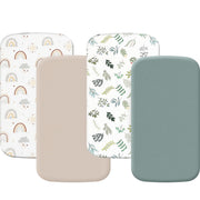 4 Pack Bassinet Sheets (19" x 33"), Compatible with Baby Delight Beside Me Dreamer and Dream On Me Skylar/Lotus/Traveler Baby Bassinet, Soft and Skin-Friendly, Mint Green and Color Rainbow