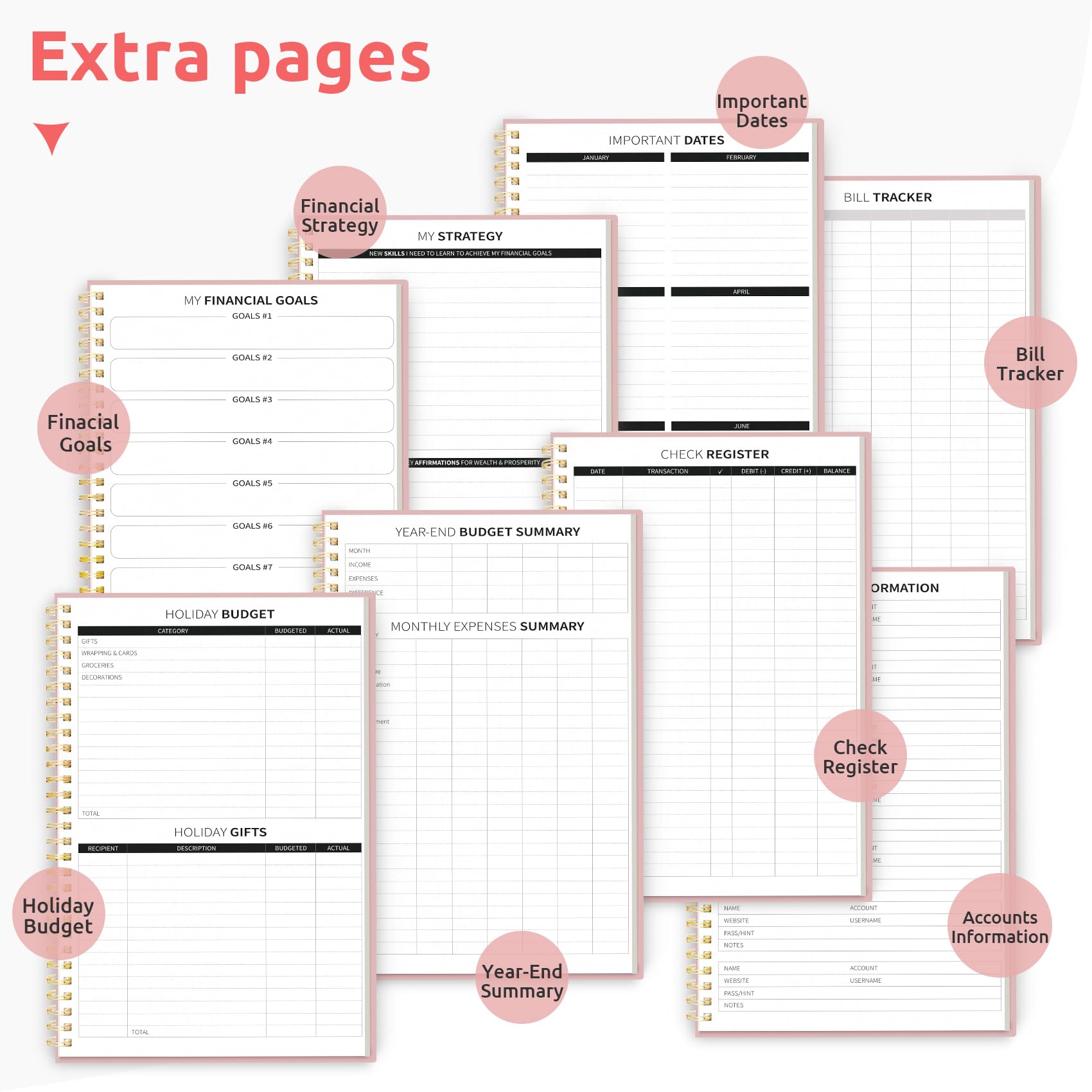 Budget Planner - Monthly Budget Book with Expense Tracker Notebook, Undated Bill Organizer & Finance Planner to Take Control of Your Money, 2025-2026 Account Book to Manage Your Finances-Pink