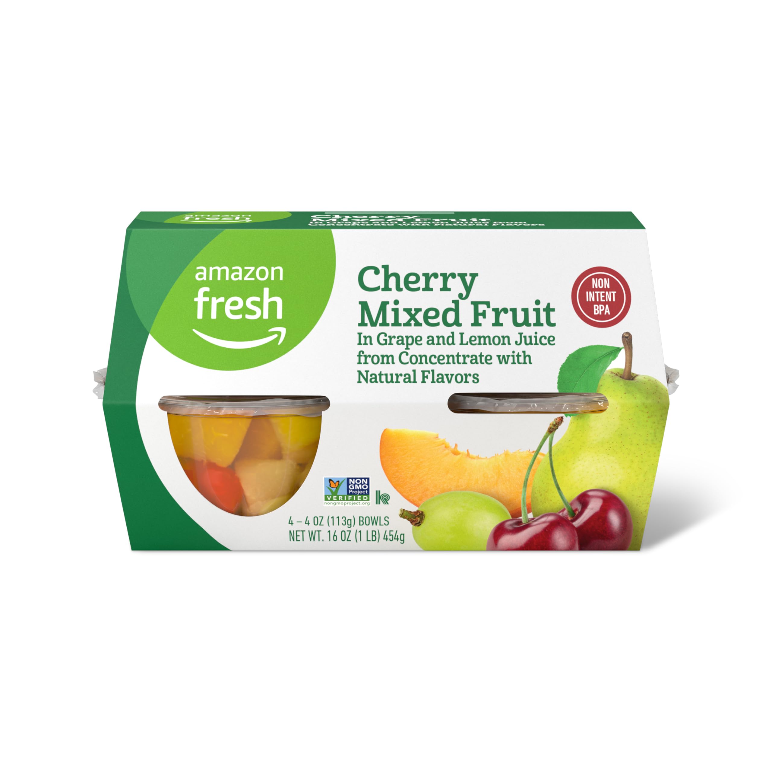 Fresh, Cherry Mixed Fruit in Juice, 4 Oz Bowls (Pack of 4) (Previously Happy Belly, Packaging May Vary)