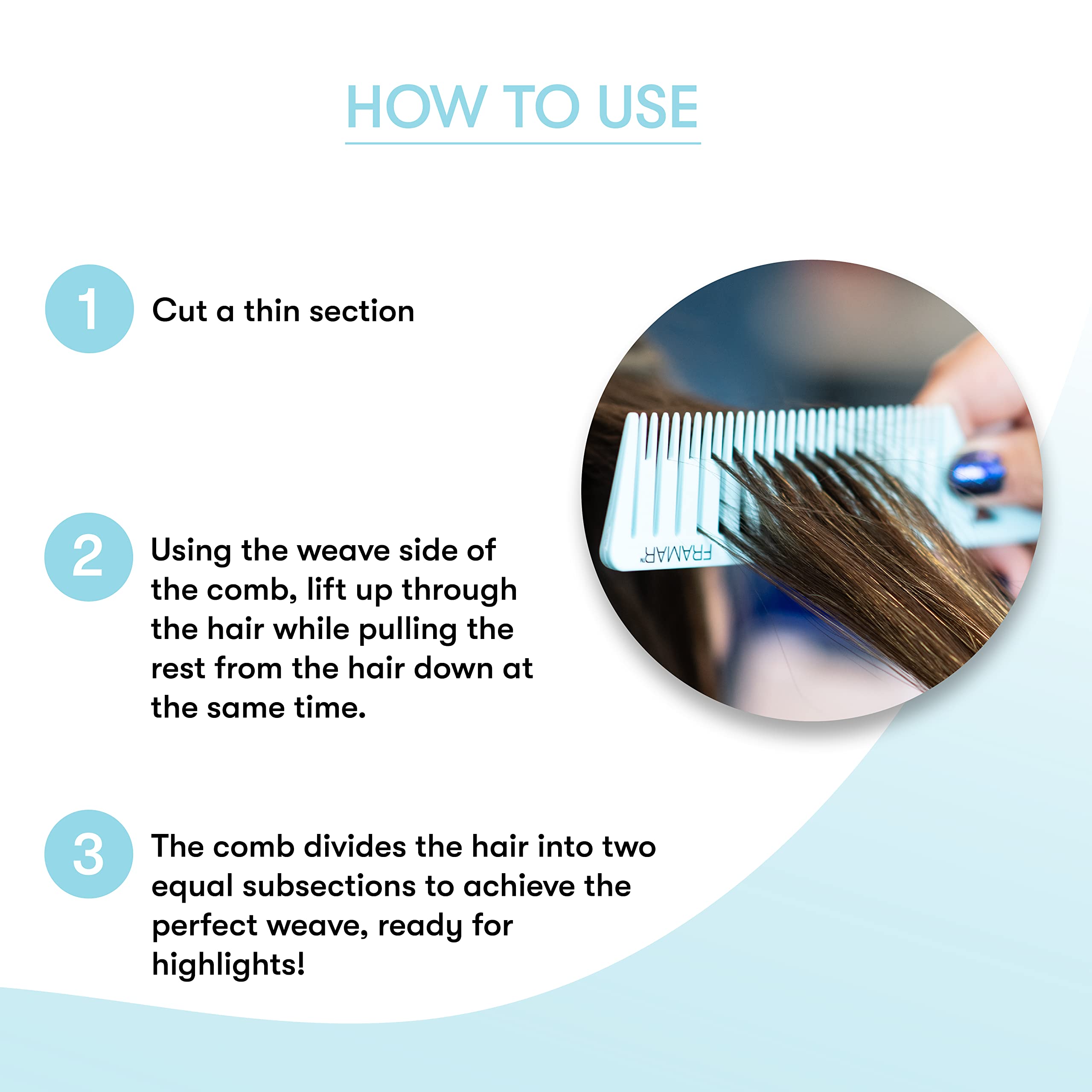 FRAMAR Dreamweaver Highlight Comb Set - Professional Highlighting Comb With Parting Tip, Hair Dye Comb, Foiling Combs For Highlighting, Highlight Combs For Highlighting – 3 Pack Pastel