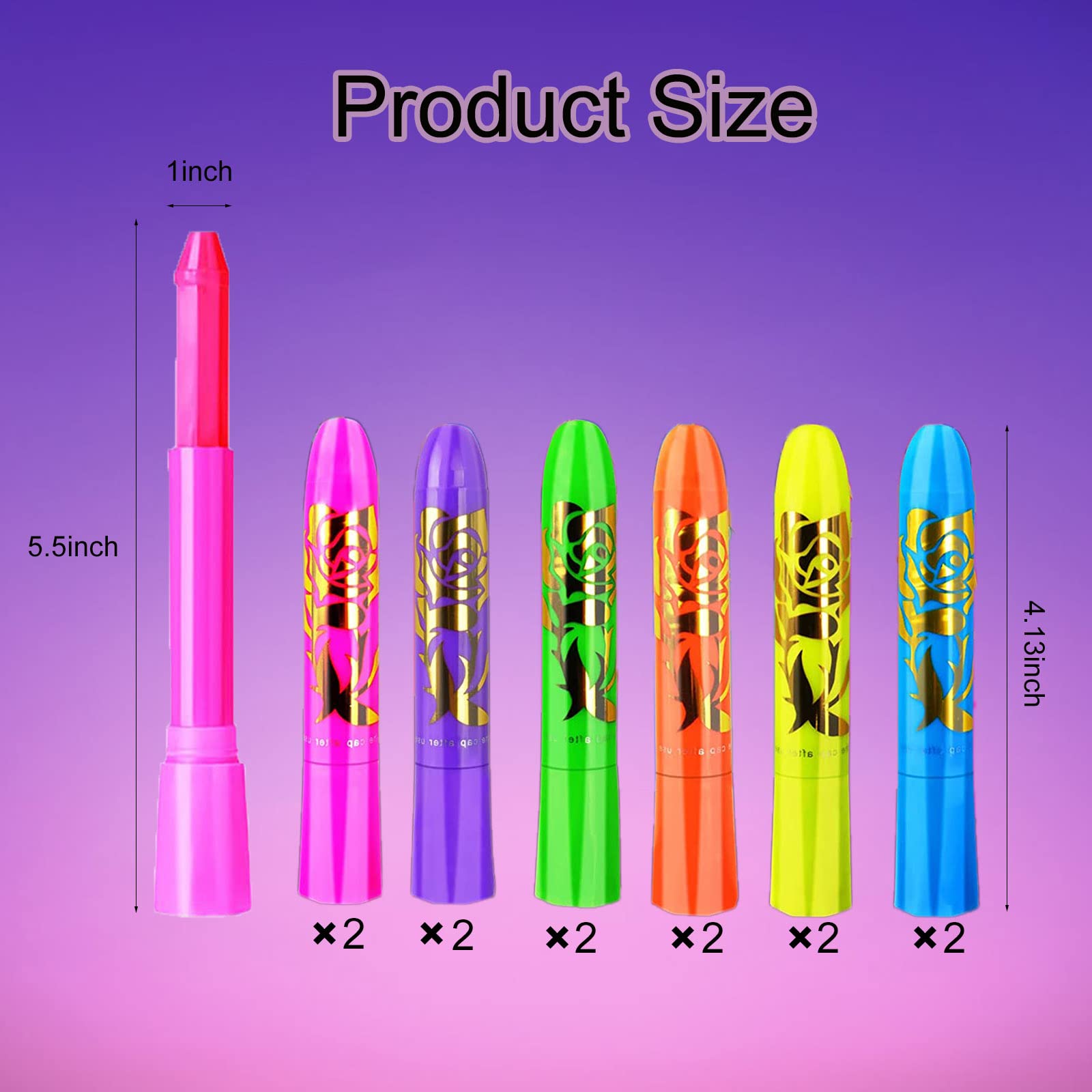 12 PCS Glow Face Body Paint, Glow In The Dark Under UV Black Light Sticks Makeup Neon Face Painting Kits for Adult Halloween Festival Accessory Glow Party Supplies