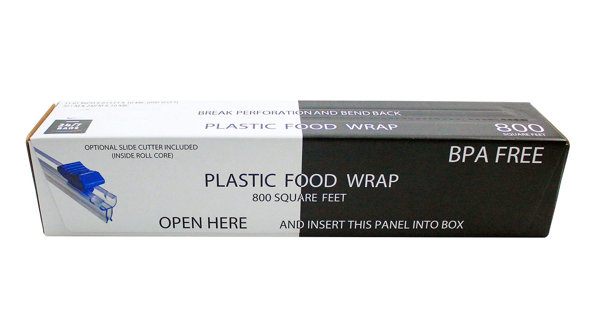Frischhaltefolie - 74 qm. BPA-frei, inklusive optionalem Gleitschneider, extra haftend und sauber, transparent