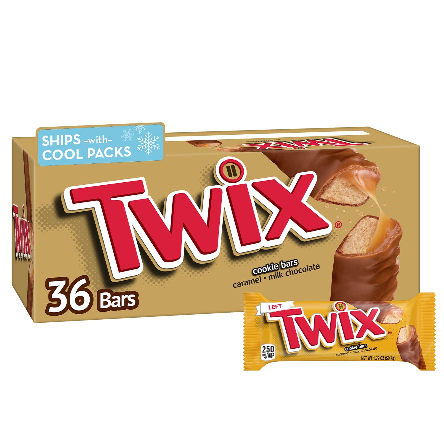 TWIX Großpackung Schokoladenriegel, einzeln verpackt, Full Size, Karamell-Schokoladen-Keksriegel, perfekt für Snacks, Partys, Mitgebsel, Feiertage, 36 Stück Box