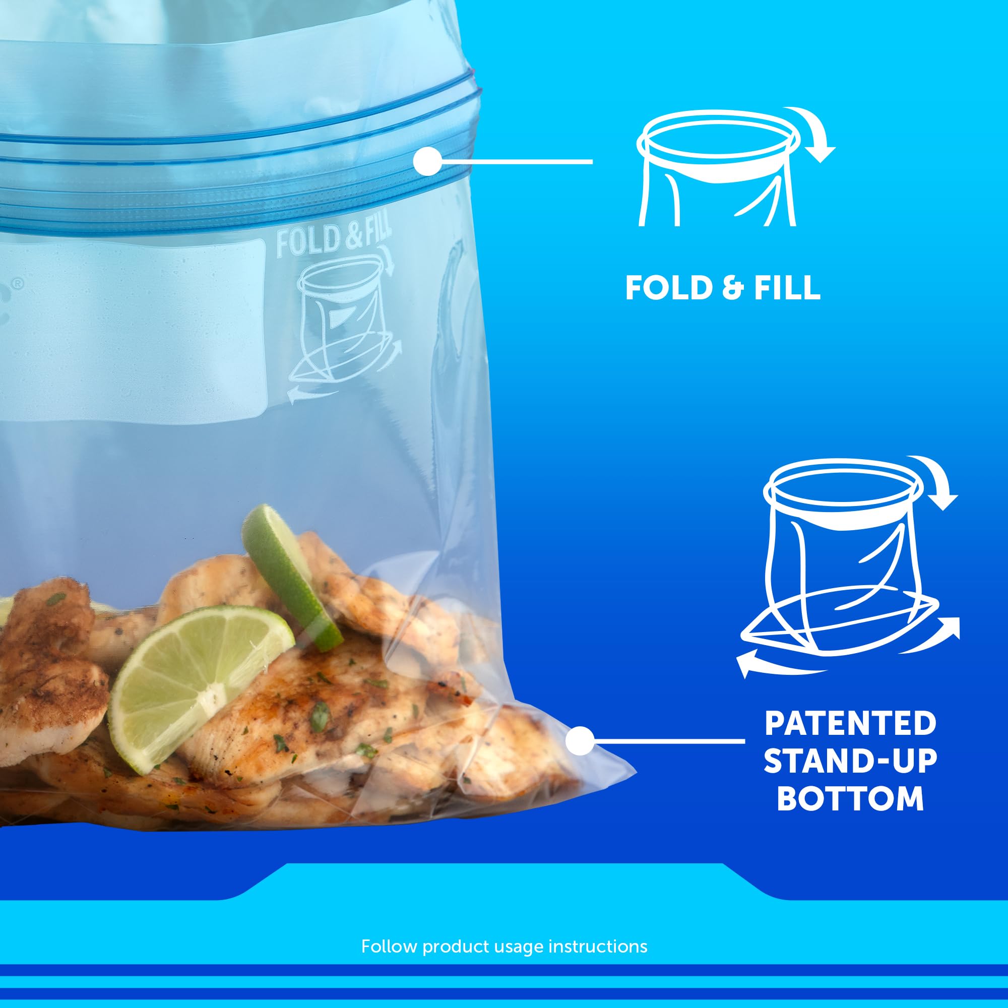 Ziploc Gallon Food Storage Freezer Bags, New Stay Open Design with Stand-Up Bottom, Easy to Fill, 28 Count