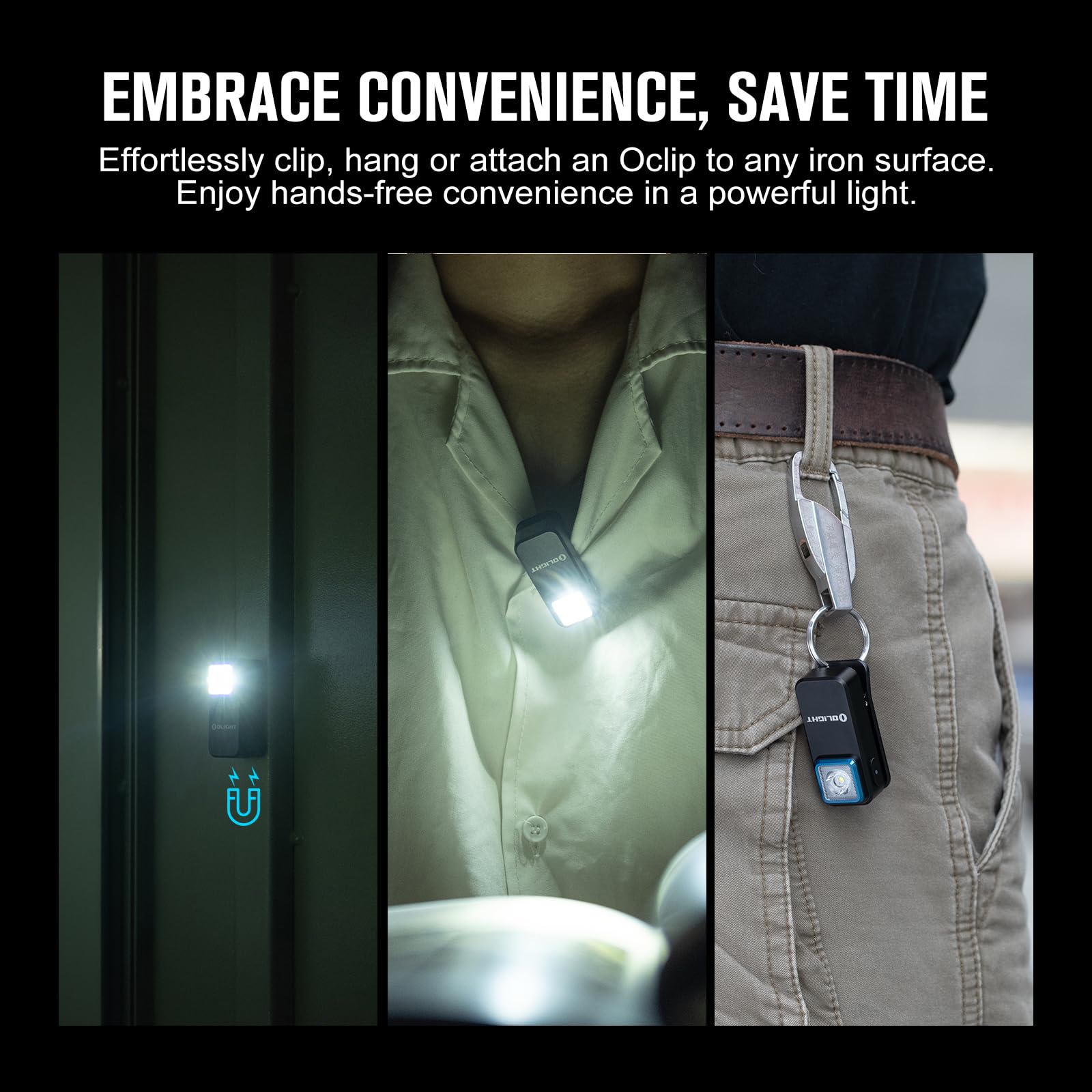 OLIGHT Oclip Rechargeable EDC Flashlight 300 Lumens Dual Sources Compact Pocket Clip Light, Convenient USB C Charging, Magnetic Flash Lights for Working, Cycling, Emergency, Signaling Tool(Black)