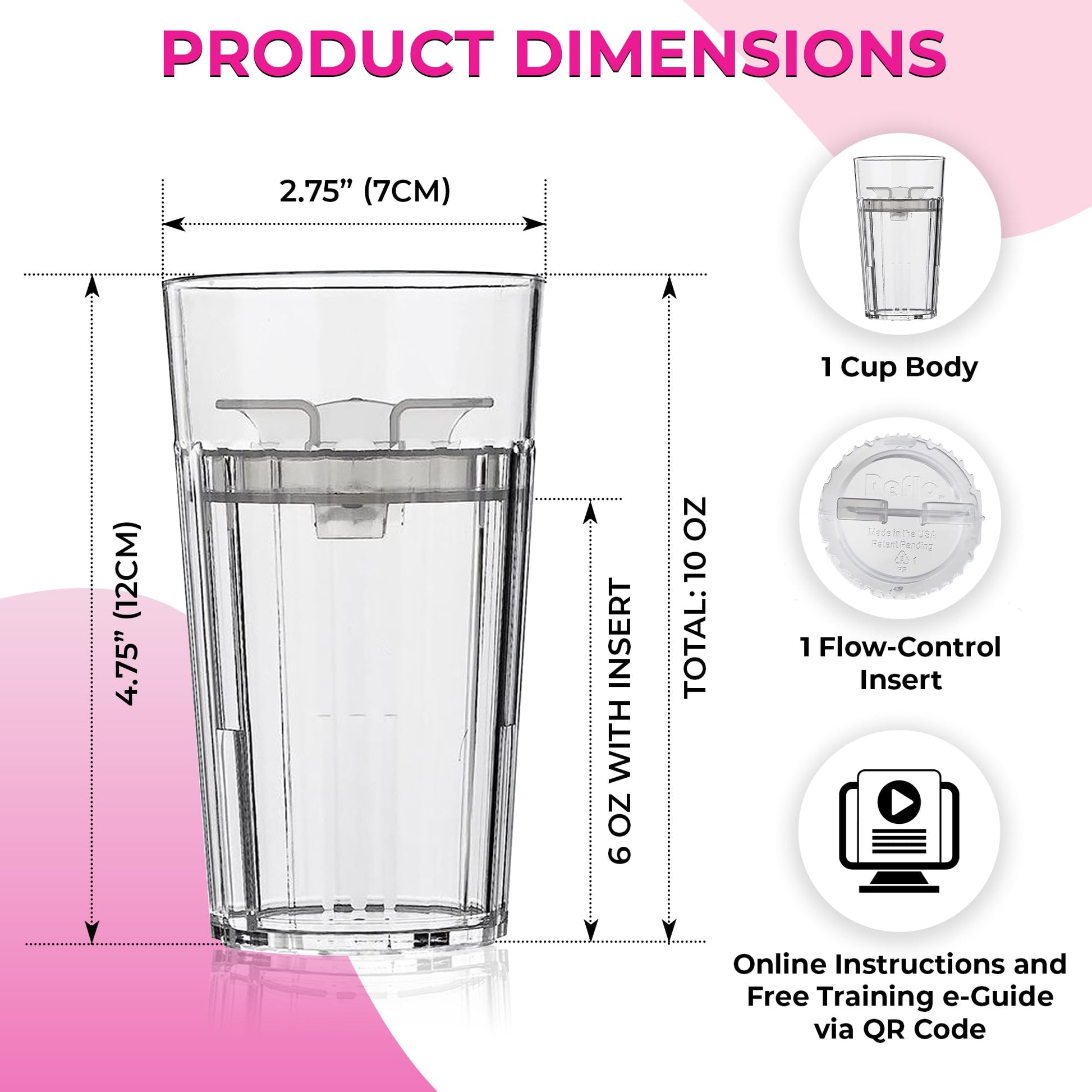 BUNDLE: Reflo Smart Cup (Clear 1-Pack) Open Training Cup, Toddler Cup, 360 Control-Flow, AND free training and use e-guide via QR code on packaging.