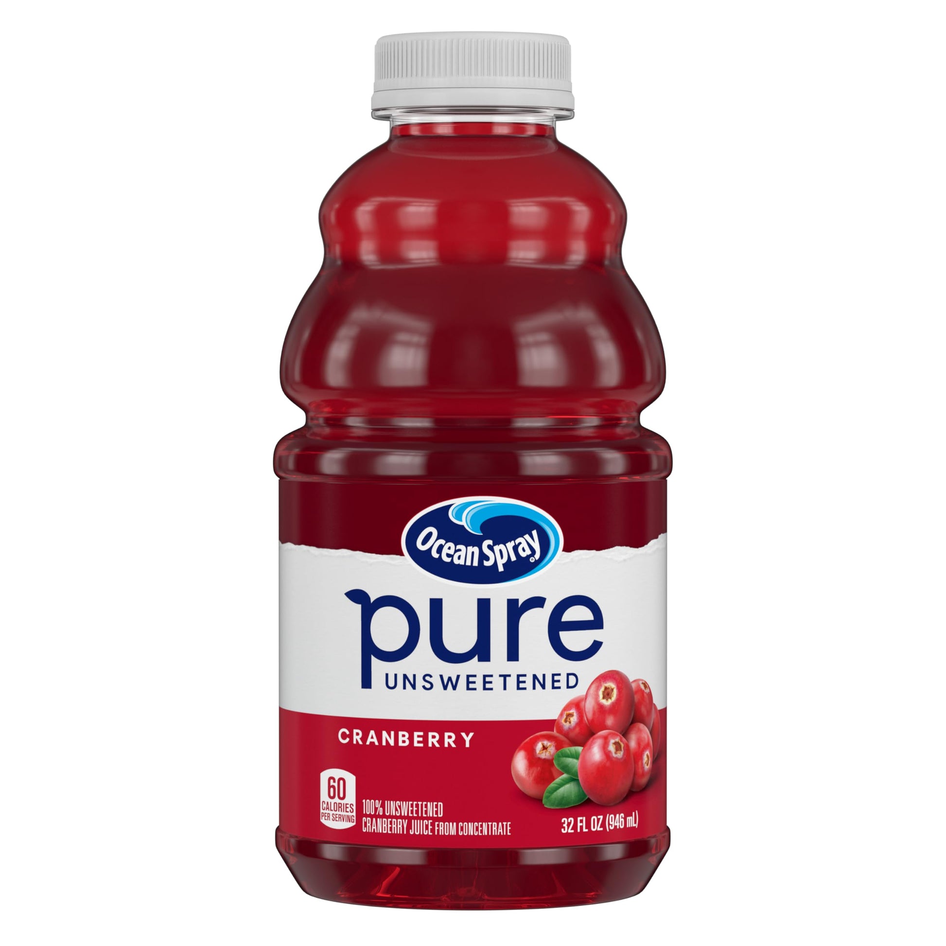 Ocean Spray® Pure Unsweetened Cranberry, 100% Cranberry Juice From Concentrate, 32 Fl Oz Bottle (Pack of 1)