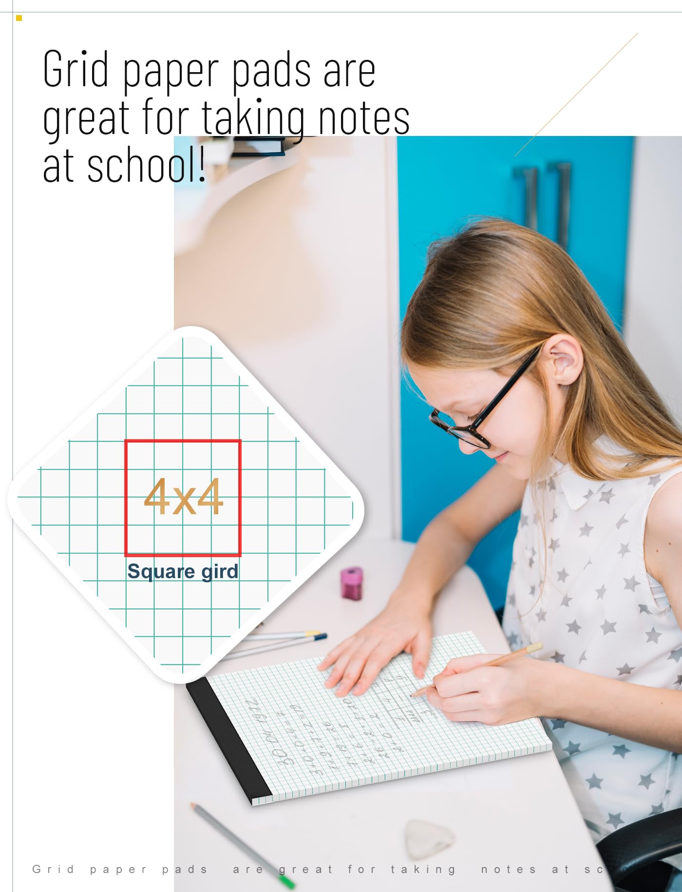 Zaviko Graph Paper Pad 8.5 x 11, 2 Pack, 4x4 Graph Ruled, Grid Paper Pad 8-1/2" x 11", Blueprint Quadrille Pad, Easy Tears Off, Grid Pad Notebook 8.5 x 11, White 70 GSM Graft Paper, 30 Sheets/Pad