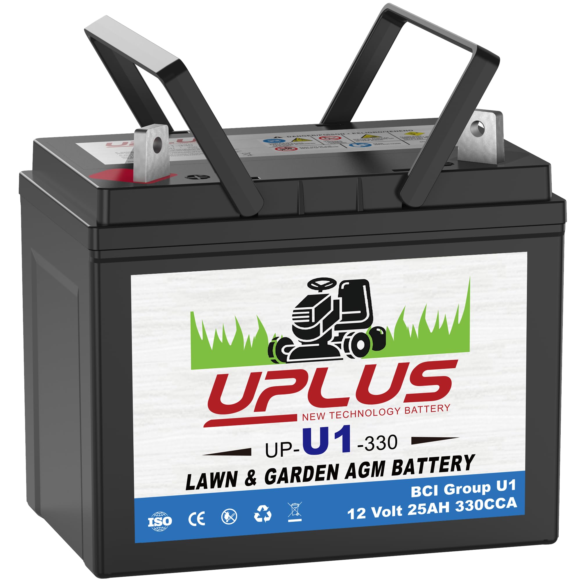 UPLUS U1 Rasenmäherbatterie, 12V 330CCA Gartentraktor-Batterie, wartungsfreie AGM-Batterien, passend für John Deere, Cub Cadet, Husqvarna, Craftsman, Toro, Ariens, Poulan Pro und Troy-Bilt