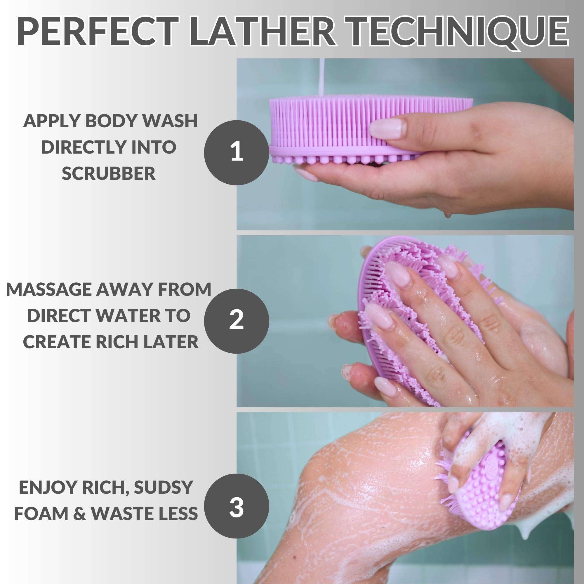 Avilana Silicone Body Scrubber – Gentle Shower Brush & Loofah Alternative- Food Grade & Lab Tested – Fast-Drying, Hygienic, BPA-Free Silicone Body Gentle Exfoliator (Blue, Massage)