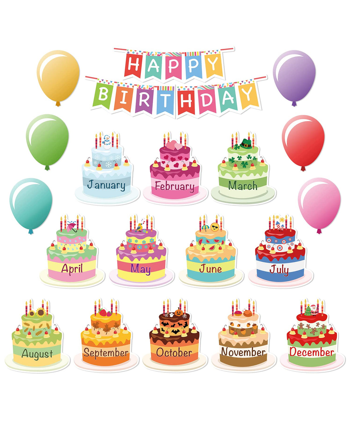 Mr. Pen- Happy Birthday Bulletin Board Set, 20 Pcs, Decorations for Classroom and Birthday Board