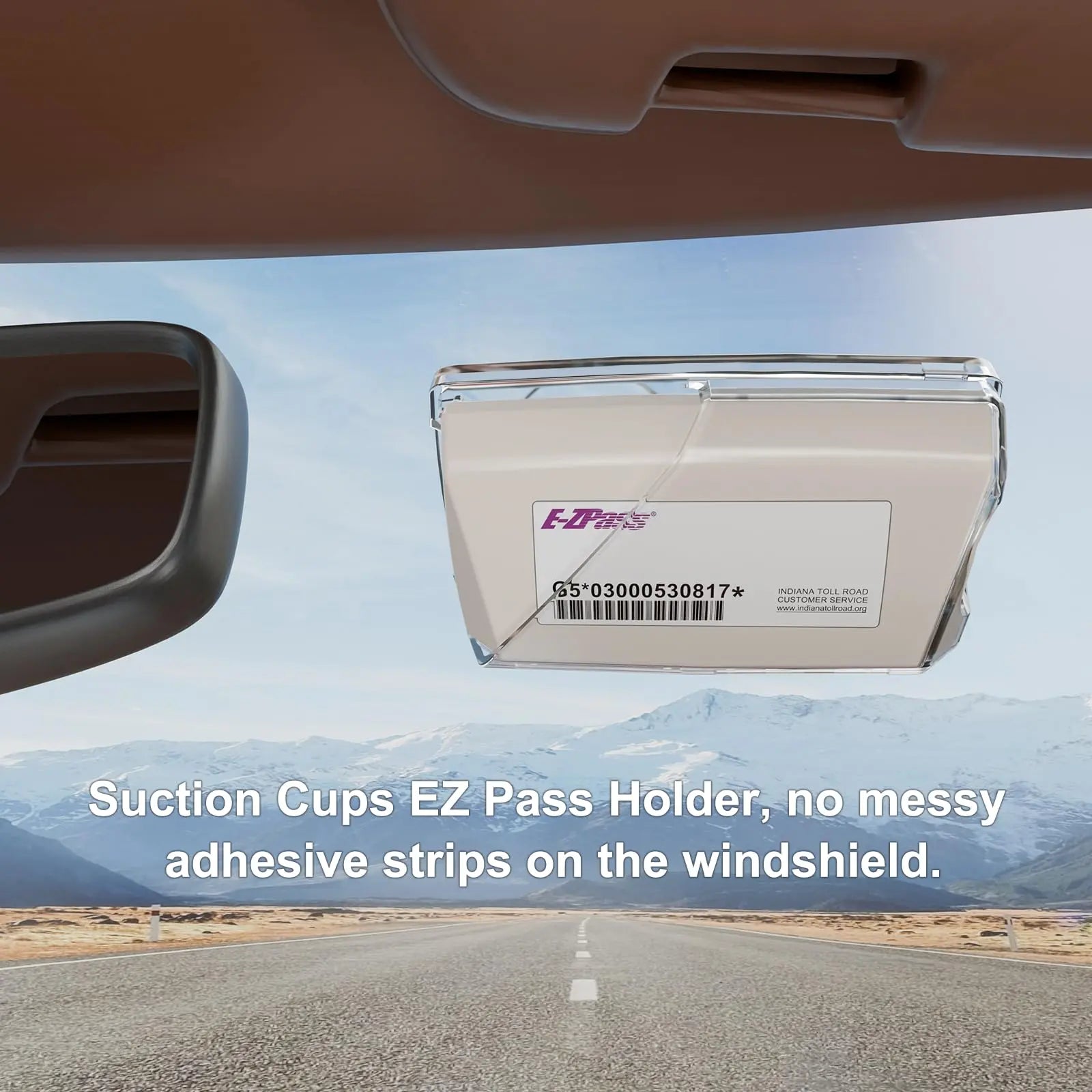 FLLIK EZ Pass Holder for Windshield. Ezpass with Strong Suction Cups. Toll Pass Transponder iPass Holder. (Clear, 1Pack)