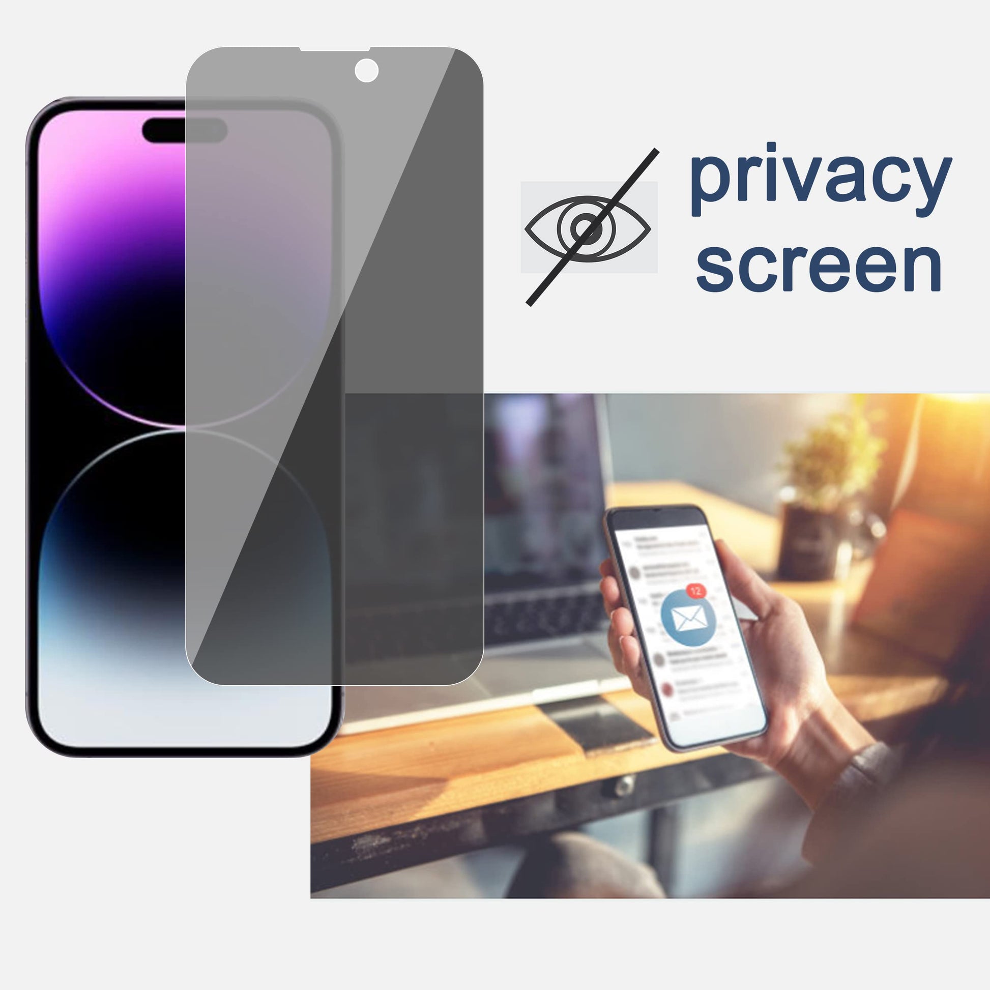 Ailun 2Pack Privacy Screen Protector Compatible for iPhone 14 Pro Max [6.7 inch] + 2 Pack Camera Lens Protector, Anti Spy Private Tempered Glass Film, Case Friendly, [9H Hardness] - HD