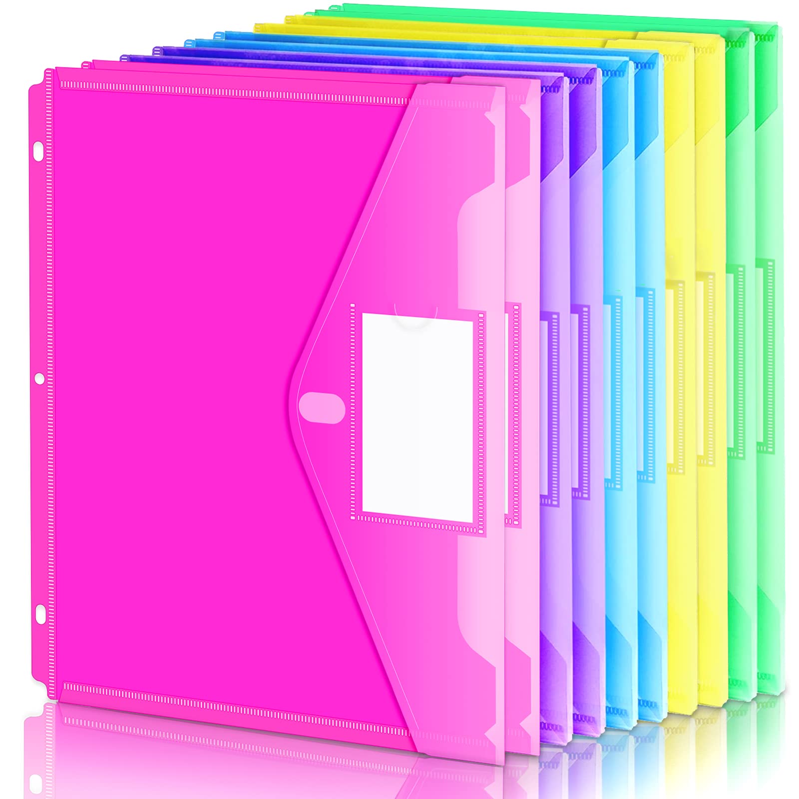 Forvencer Binder Pocket, 10 Pack Super Heavyweight Plastic Folders with Tight Closure, Folders with Pockets Side Loading, Binder Organizer, Binder Dividers with Pockets, Letter Size, Assorted Colors