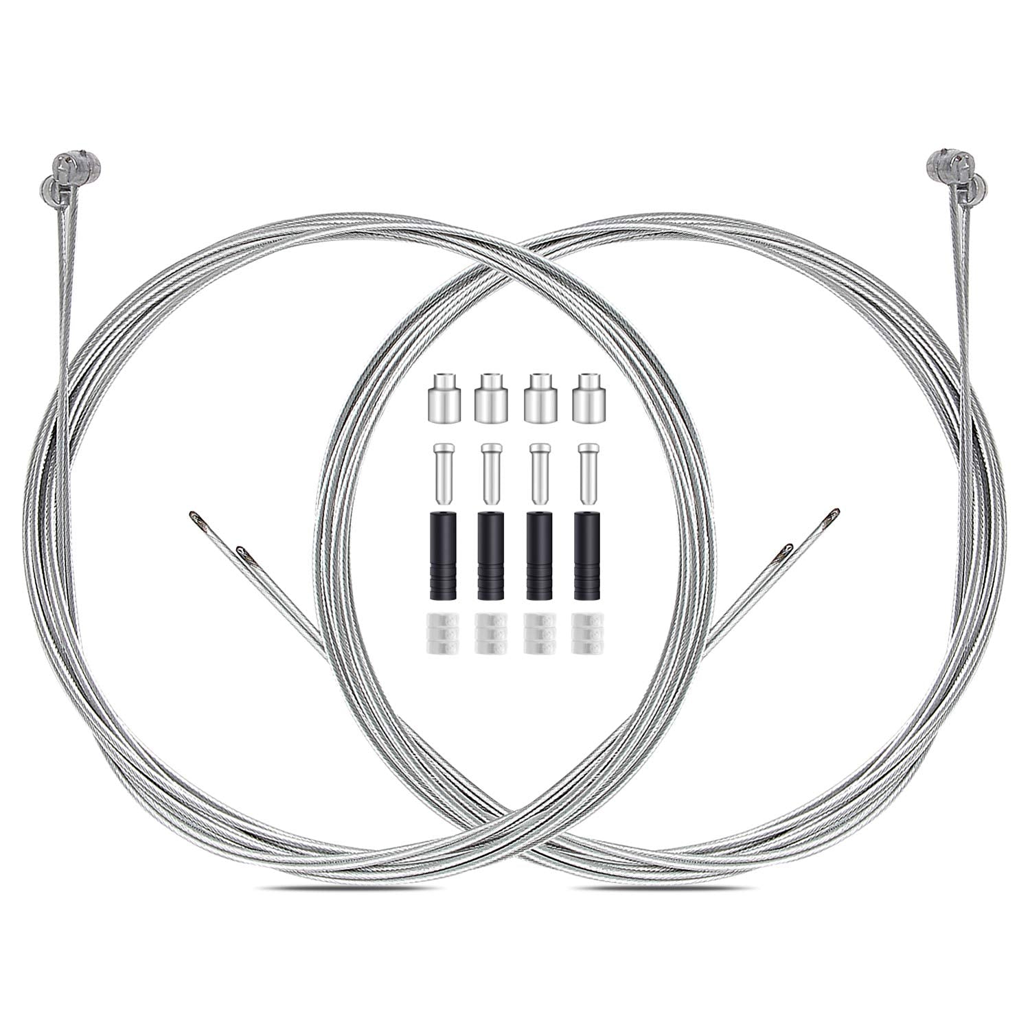 4PCS Premium Bike Brake Cable Set,Universal Standard Bicycle Brake Cable, Professional Bicycle Brake line For Front and Rear Mountain MTB or Road Bikes,include Free Cable Cap End Crimps accessories 2M