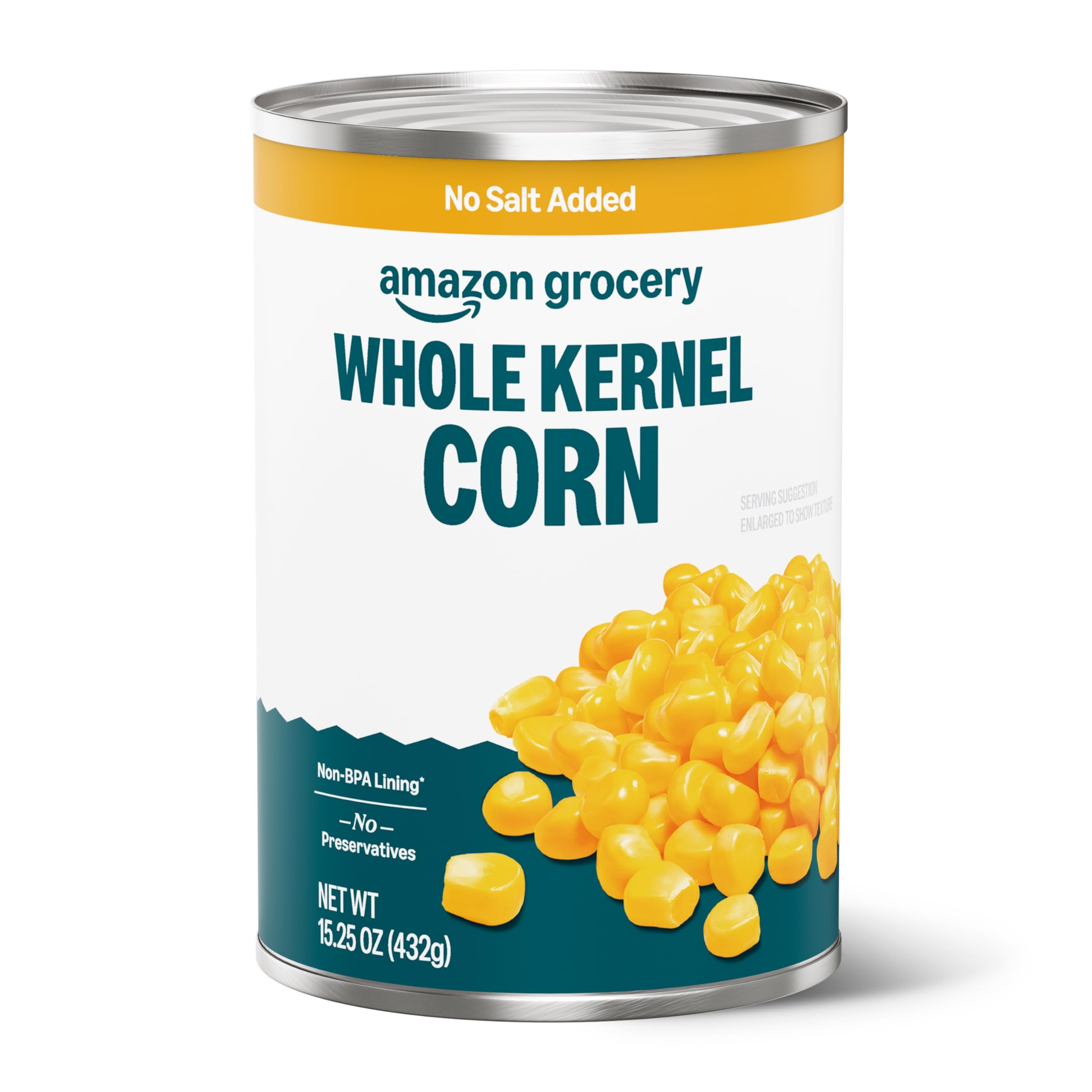 Grocery, Canned Whole Kernel Corn, No Salt Added, 15.25 Oz (Previously Fresh, Packaging May Vary)