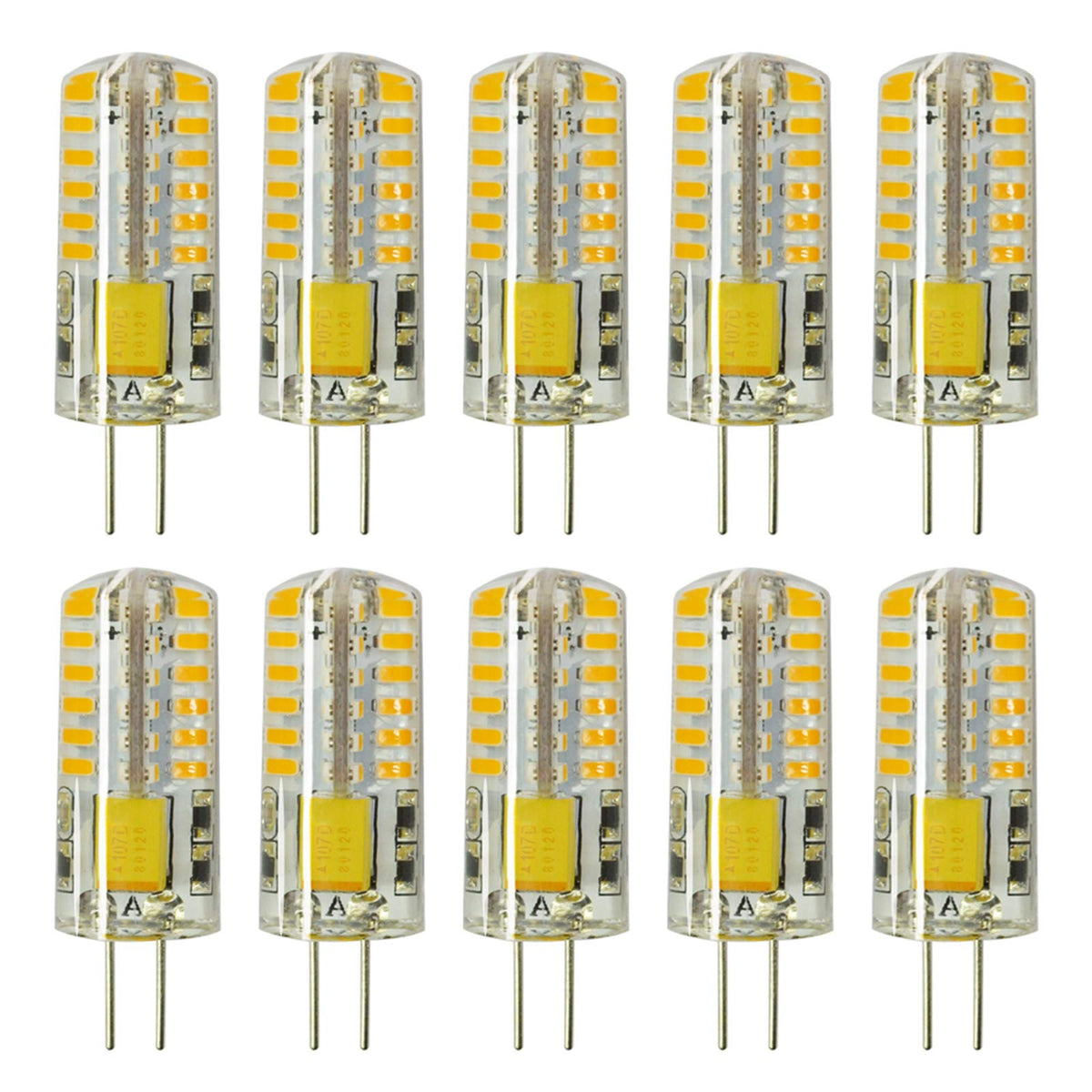 RAYHOO 10pcs G4 LED Bulbs JC Bi-Pin Base Light Bulbs 3W AC/DC 12V 20W-30W T3 Halogen Bulb Replacement Landscape Bulbs(Warm White 3000K)