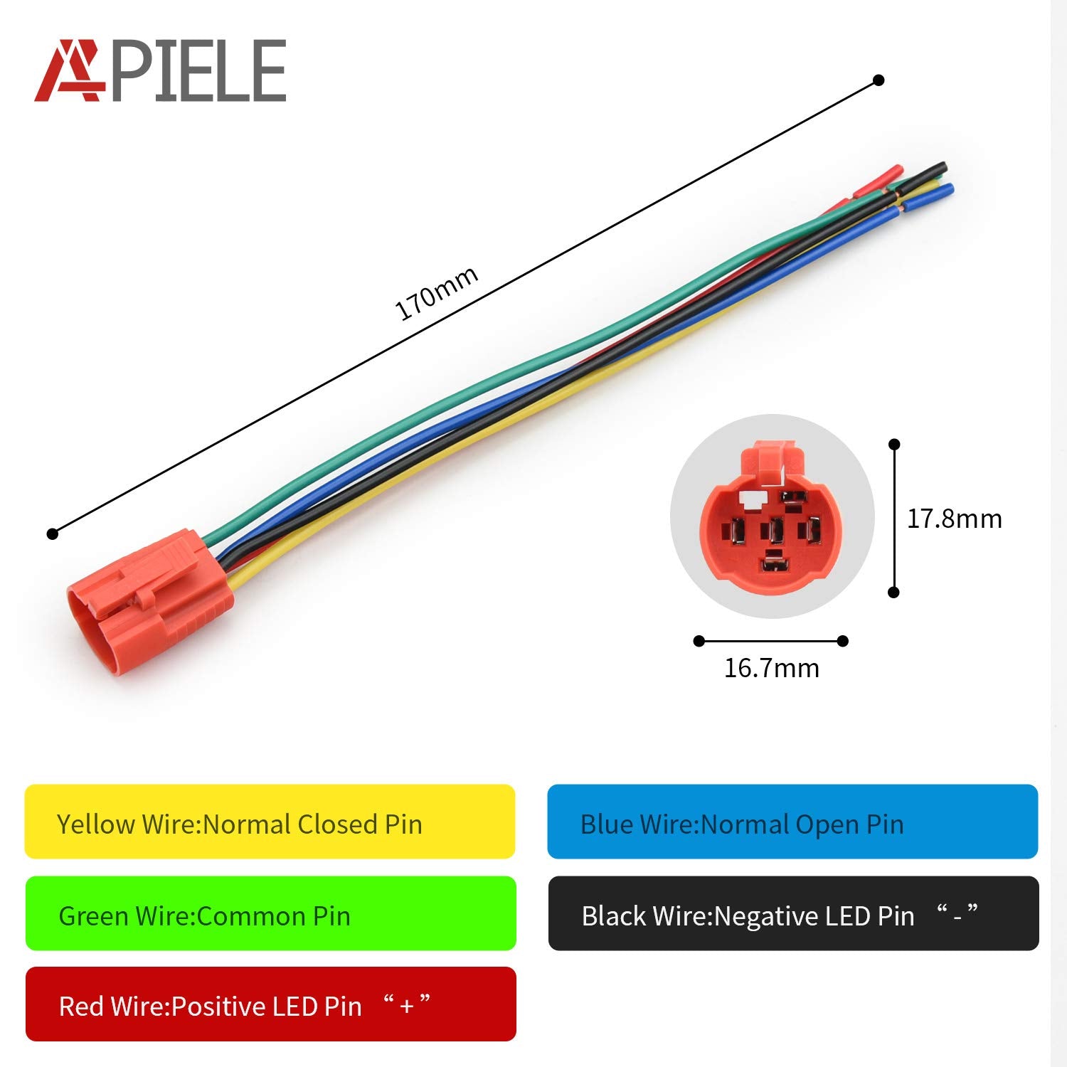 APIELE 16mm Latching Push Button Switch 12V DC On Off Black Shell with LED Angel Eye Head for 0.63" Mounting Hole with Wire Socket Plug Self-Locking (Blue/Black Shell)