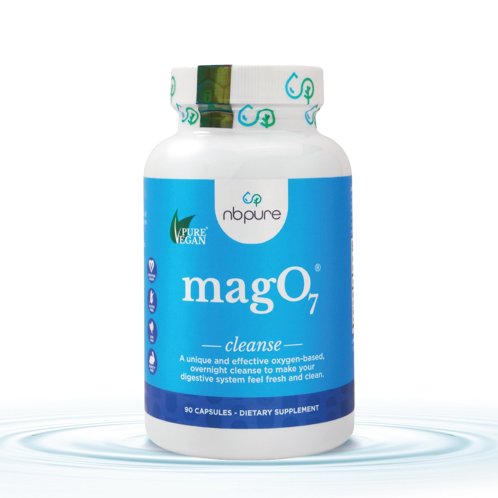 nbpure MagO7 - Natural Colon Cleanse & Detox | Occasional Constipation Relief, Stool Softening, & Bloating Support for Men & Women | Ozonated Magnesium Oxide, 90 Capsules