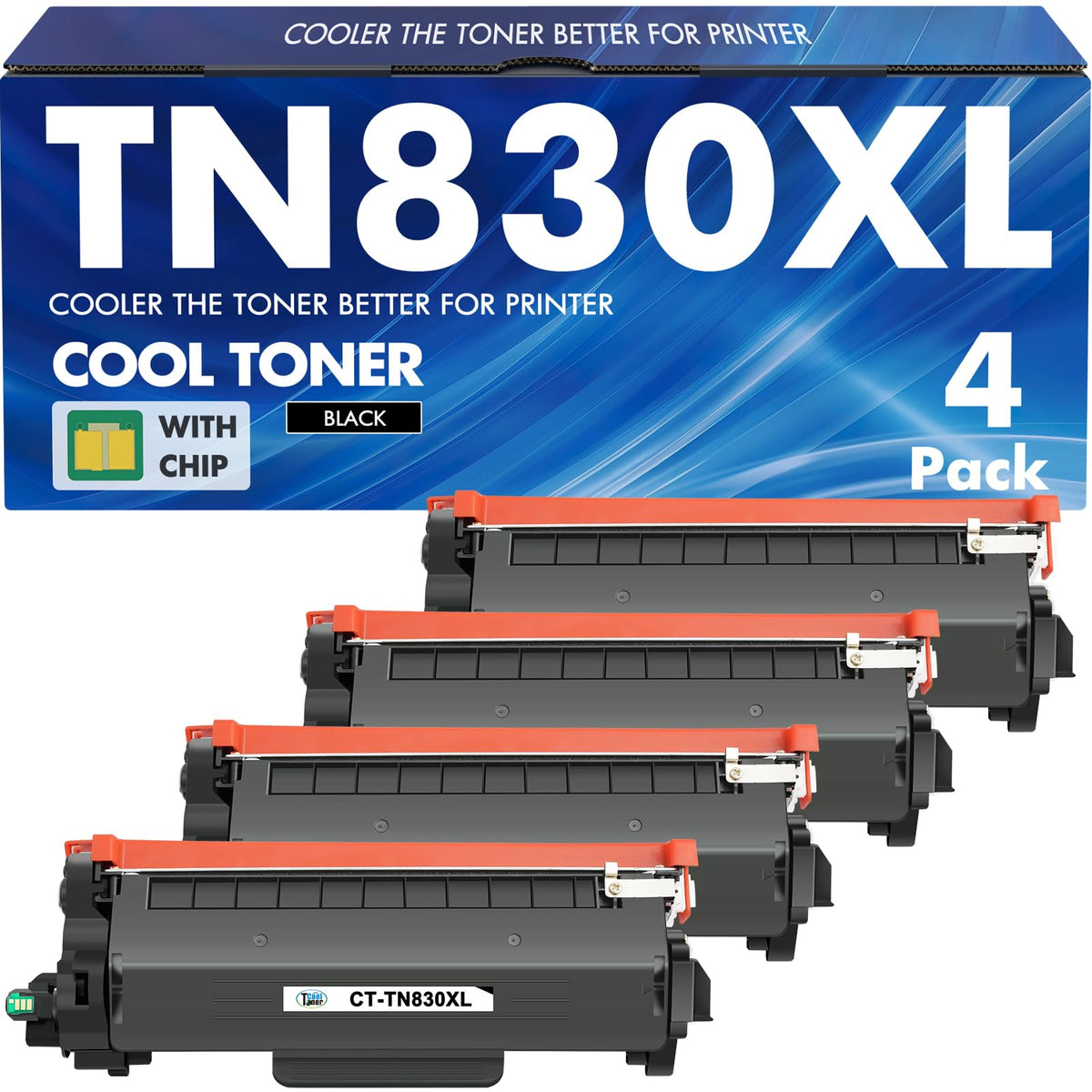 TN830 TN830XL 830XL Toner für Brother Drucker DCP-L2640DW HL-L2460DW Ersatz für Brother TN-830 XL/V/R TN 830 XL TN-830XL Kassette MFC-L2820DW HL-L2405W HL-L2400D Drucker Hohe Reichweite 4er-Pack Schwarz