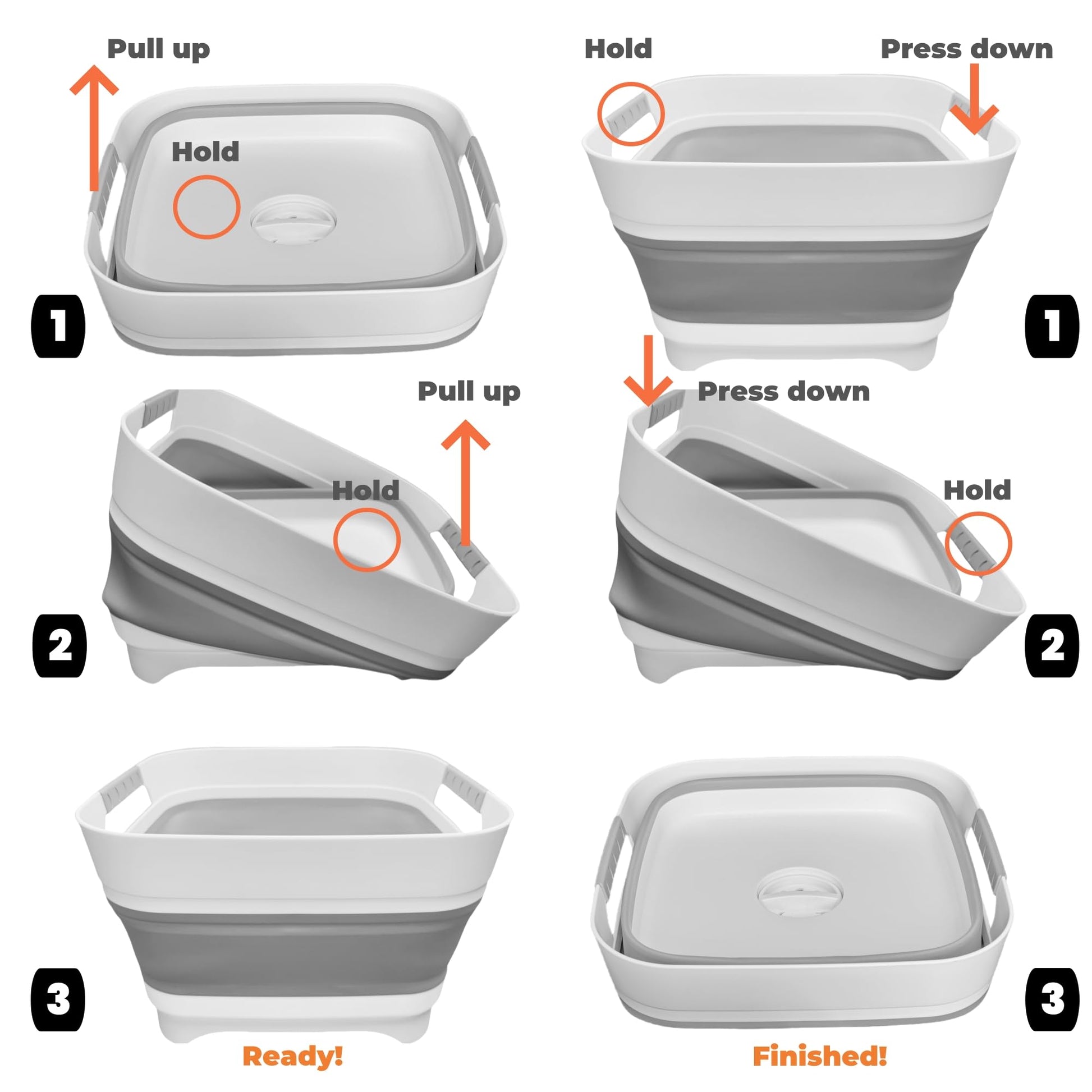 GIMWA Wash Basin for Baby Bottles, Foldable, Versatile Wash Tub for Kitchen, RV, Outdoor Camping Sink, Sturdy & Easy to Clean