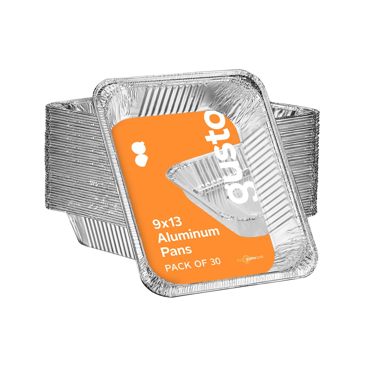 GUSTO [30 Count 9x13 Inch Aluminum Pans, Half Size Deep Steam Foil Pans - Table Pans for Baking, Cooking, Heating, Storing and Food Prepping - (Formerly Comfy Package)