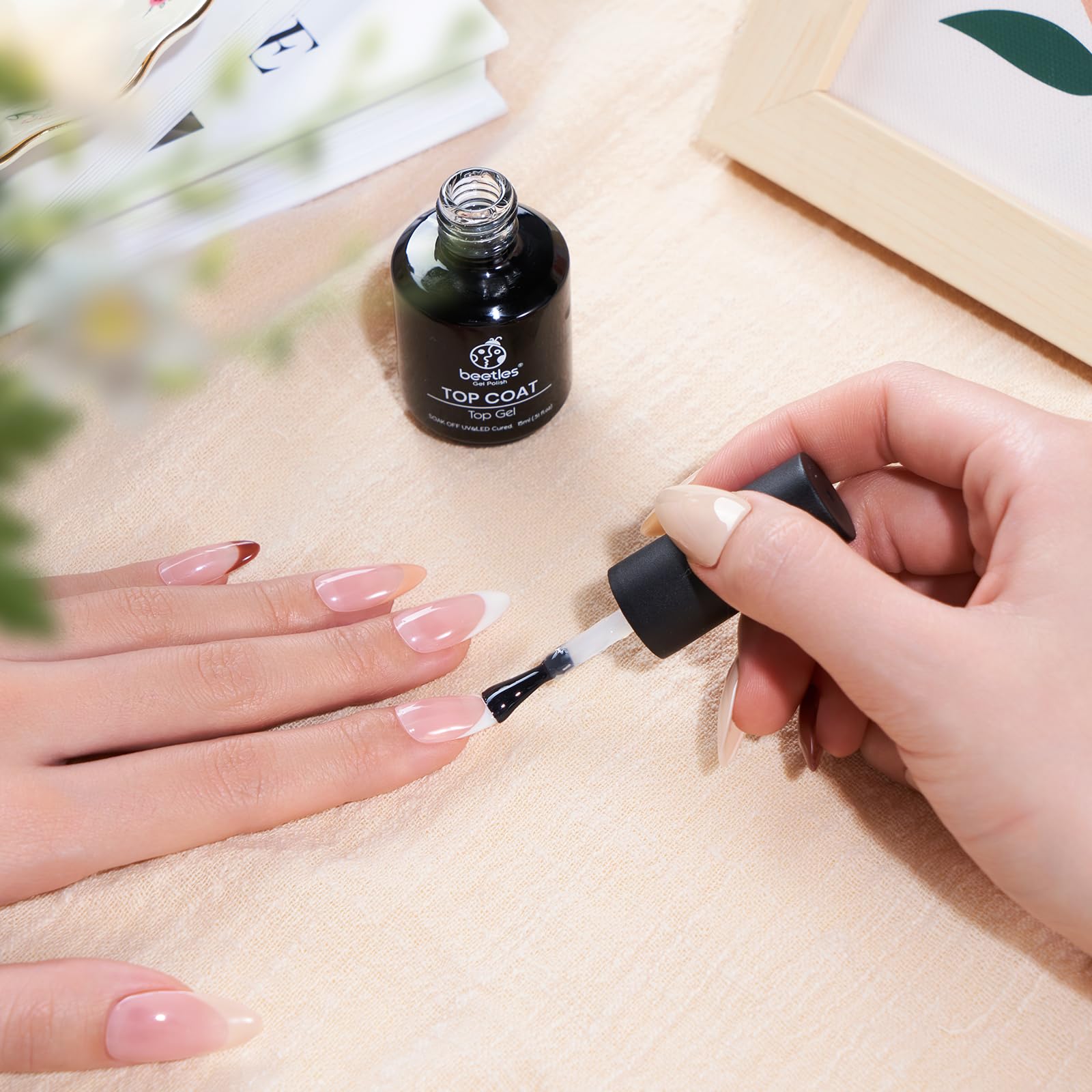 beetles Gel Polish No Wipe Gel Top Coat - Clear Color Top Coat Gel Nail Polish Shine Finish and Long Lasting, Soak Off Nail Lamp, 15ml Fall Gifts for Girls