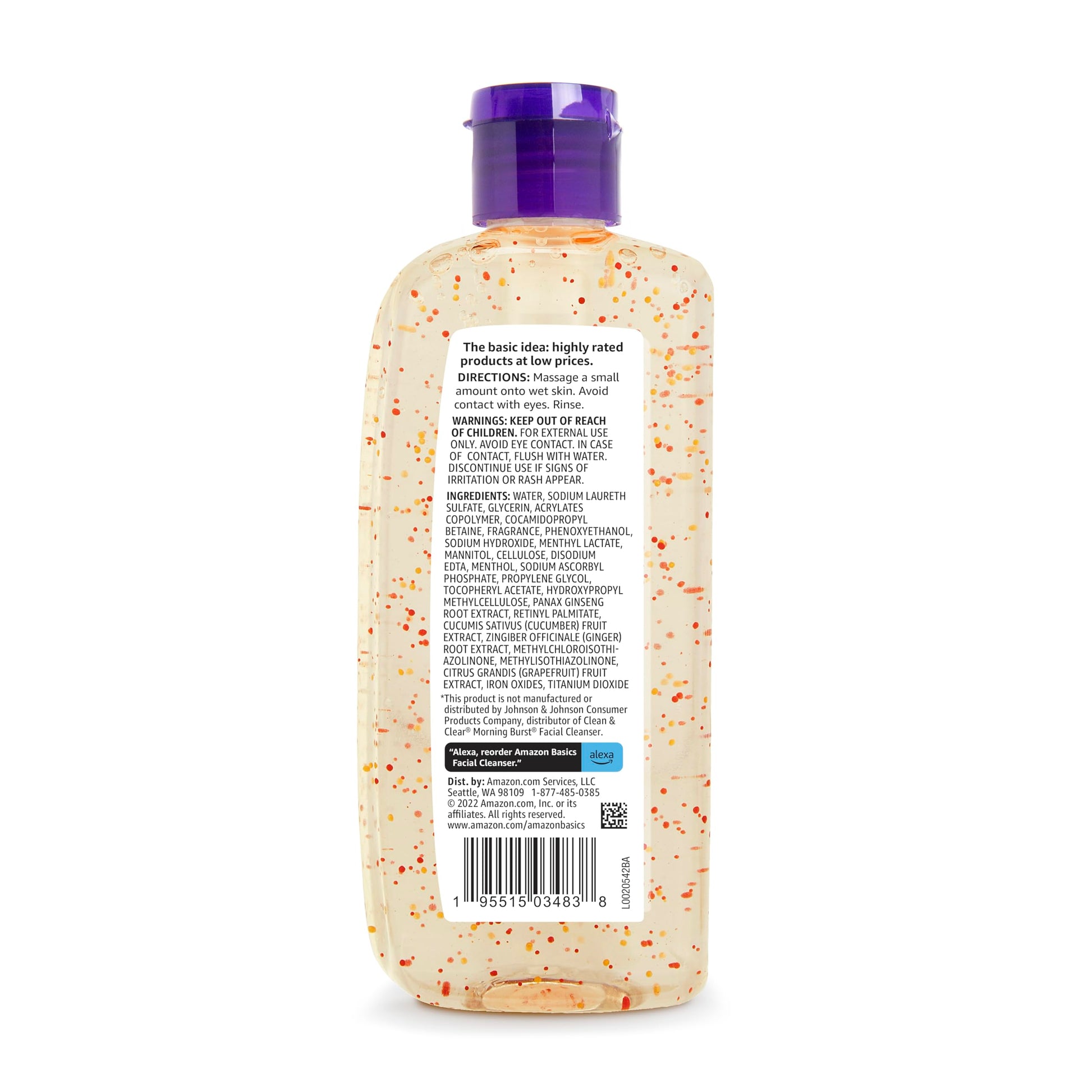 Amazon Brand - Solimo Morning Fresh Facial Cleanser with Ginseng and Vitamin C, 8 fl oz