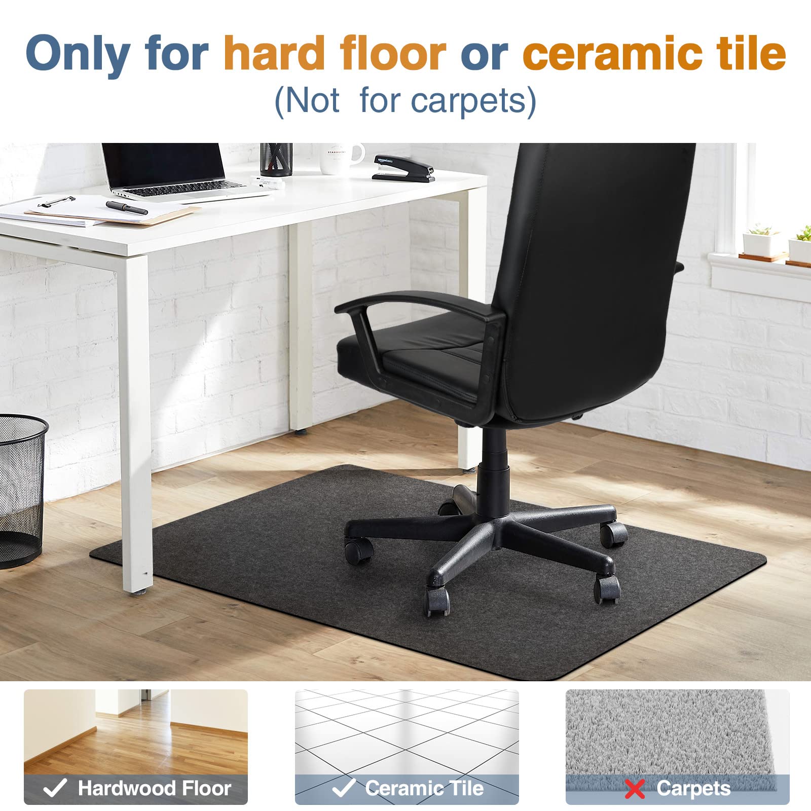 Placoot Office Chair Mat for Hardwood Floor, 55"x35" Computer Chair Rug, Under Desk Mat, Large Anti-Slip Floor Protector for Home Office
