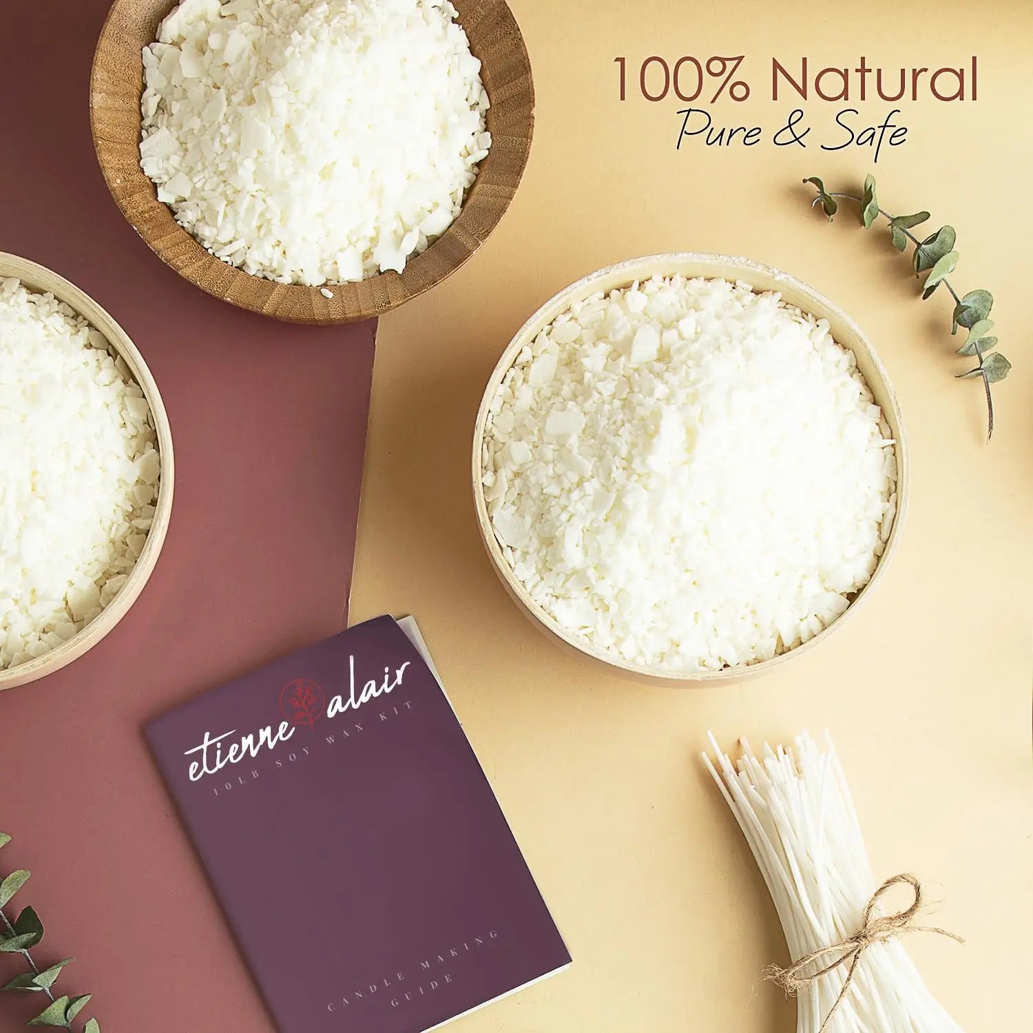 Etienne Alair Organic Soy Candle Wax for Candle Making, 10 lbs Natural Candles Making Supplies, Beeswax-Free, Paraffin-Free, Pure Soy Wax Flakes Perfect for Candles, Tealights and Melts