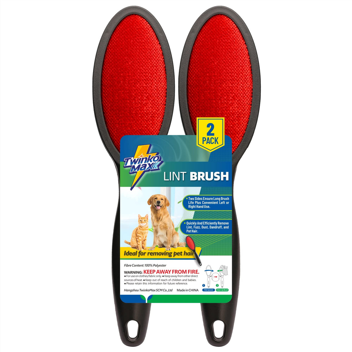 Twinko Max Lint Brush, Lint Remover, Pet Hair Remover, Clothes Brush, Magic Lint Remover Brush, Sheet and Carpet Cleaning Brush, 2-Sided and Reusable, No Need Lint Roller Refill.