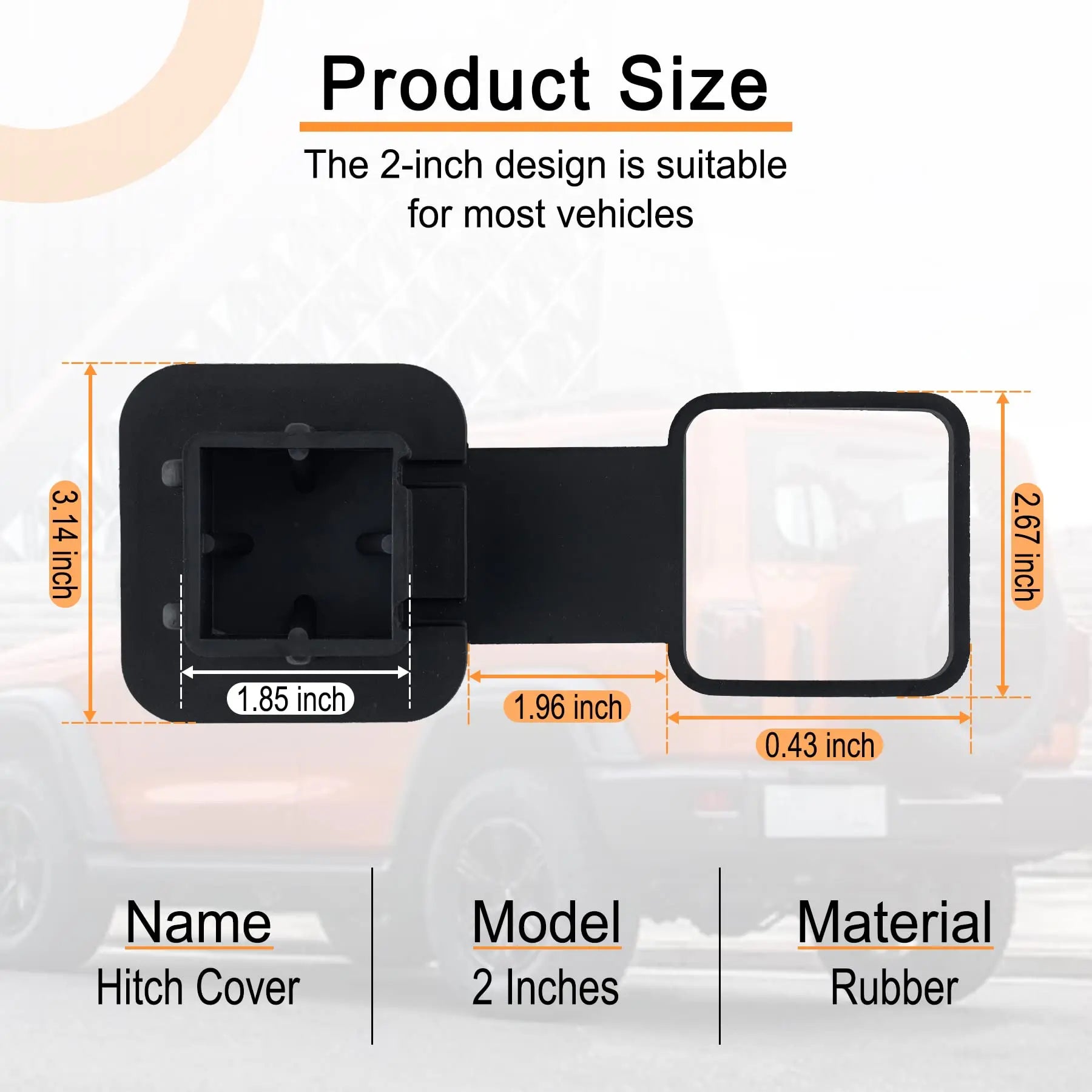 SINGARO Fits for 2-inch Hitch Cover, Trailer Hitch Cover Tube Plug Insert, Car Exterior Accessories, Receiver Tube Hitch Plug