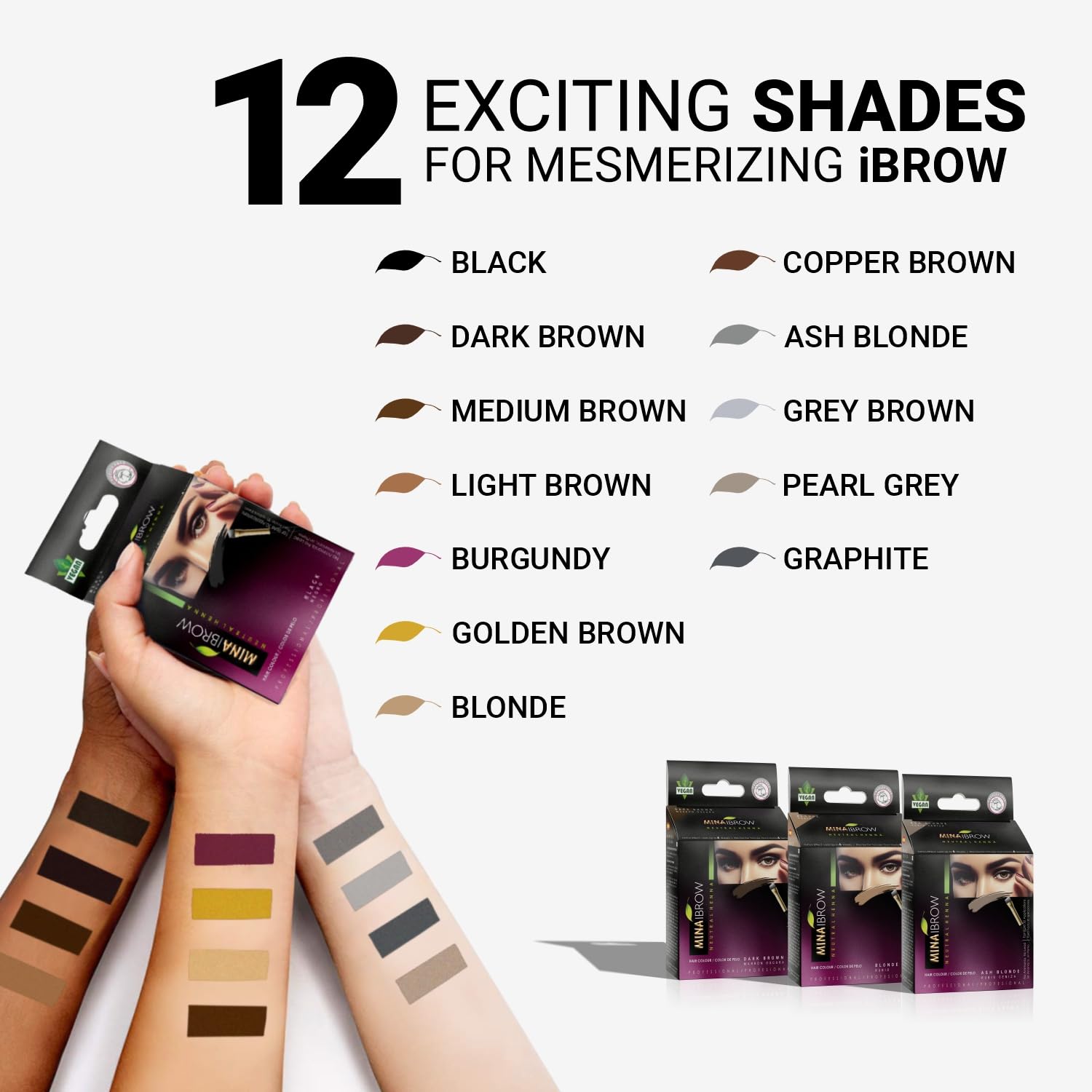 MinaiBrow Dark Brown Tint Kit | Natural Spot Coloring Brow Powder, Water & Smudge Proof Instant Brow Dye, 100% Gray Coverage, 30 Applications, Ammonia &, Vegan, Cruelty Free, Plant-Based